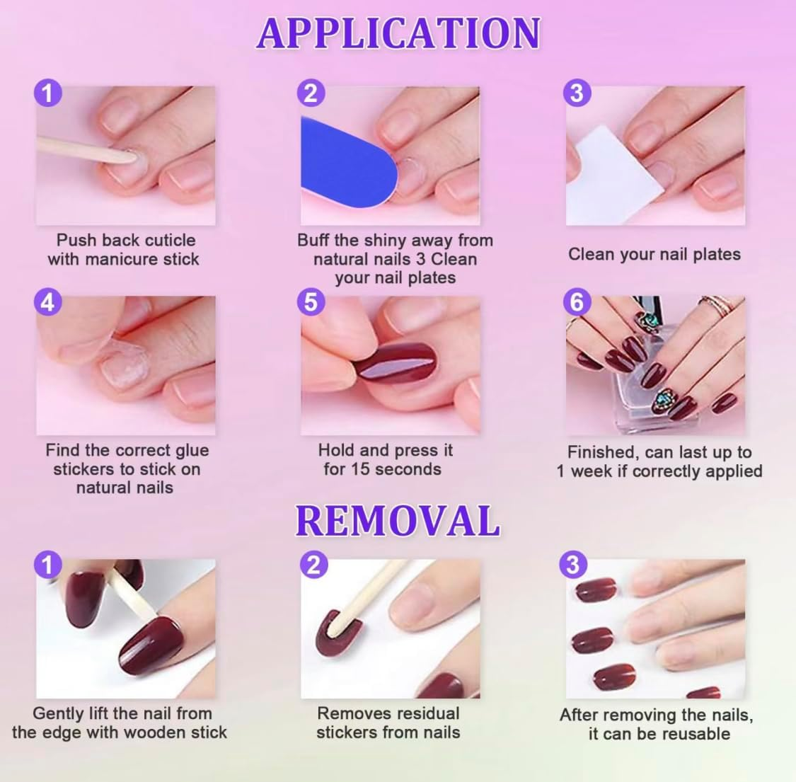 Handmade False Nails Almond Nails Glue Portable with 3D Pattern Cute Cool Style Kuromi Design Removable Artificial Glue Nails for Individual Nail Style image number 2