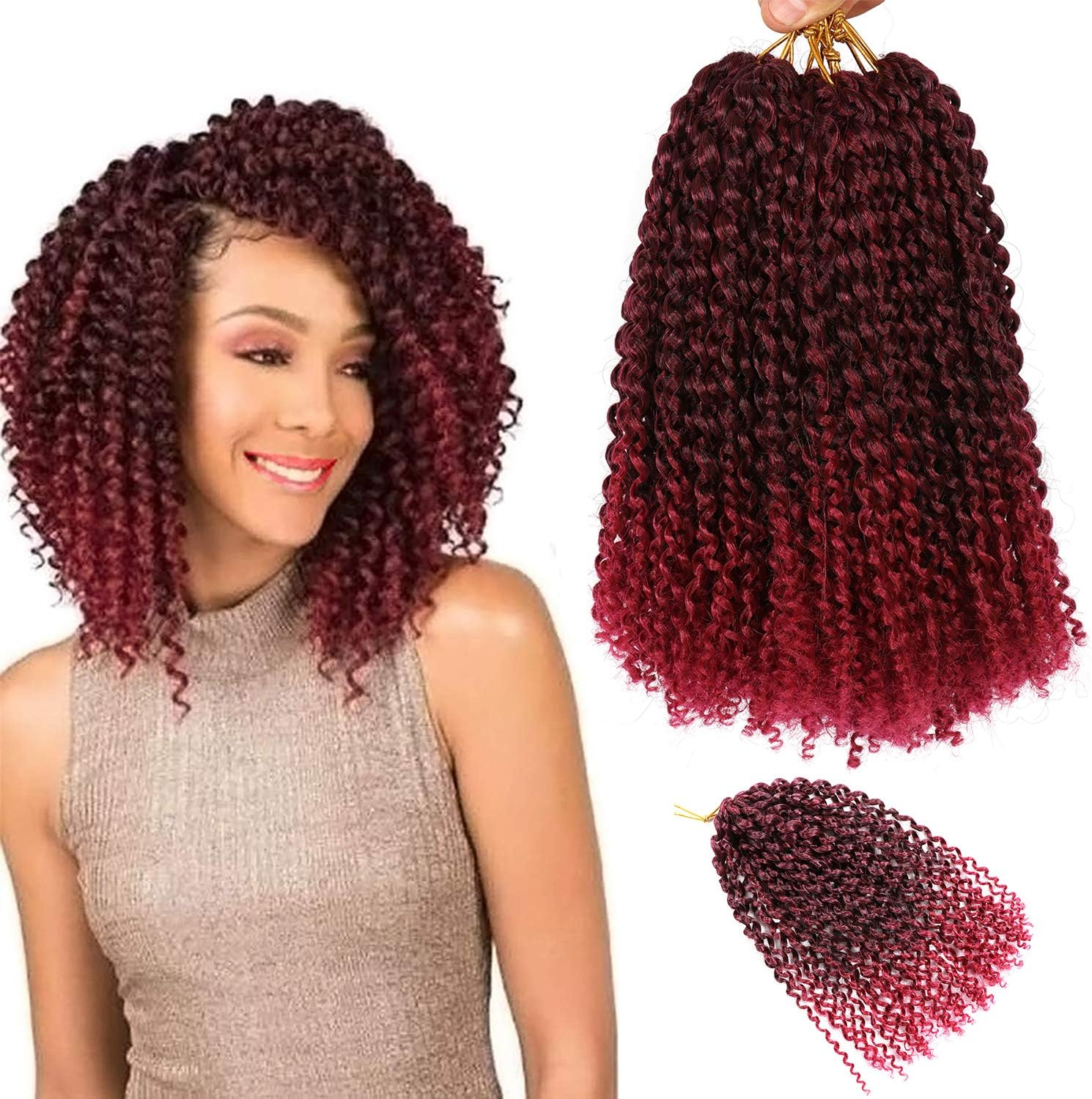 12 Inch Short Passion Twist Hair 8 Bundles Kinky Curly Marlybob Crochet Hair for Black Women (8Bundles12 Inch, 1B#)