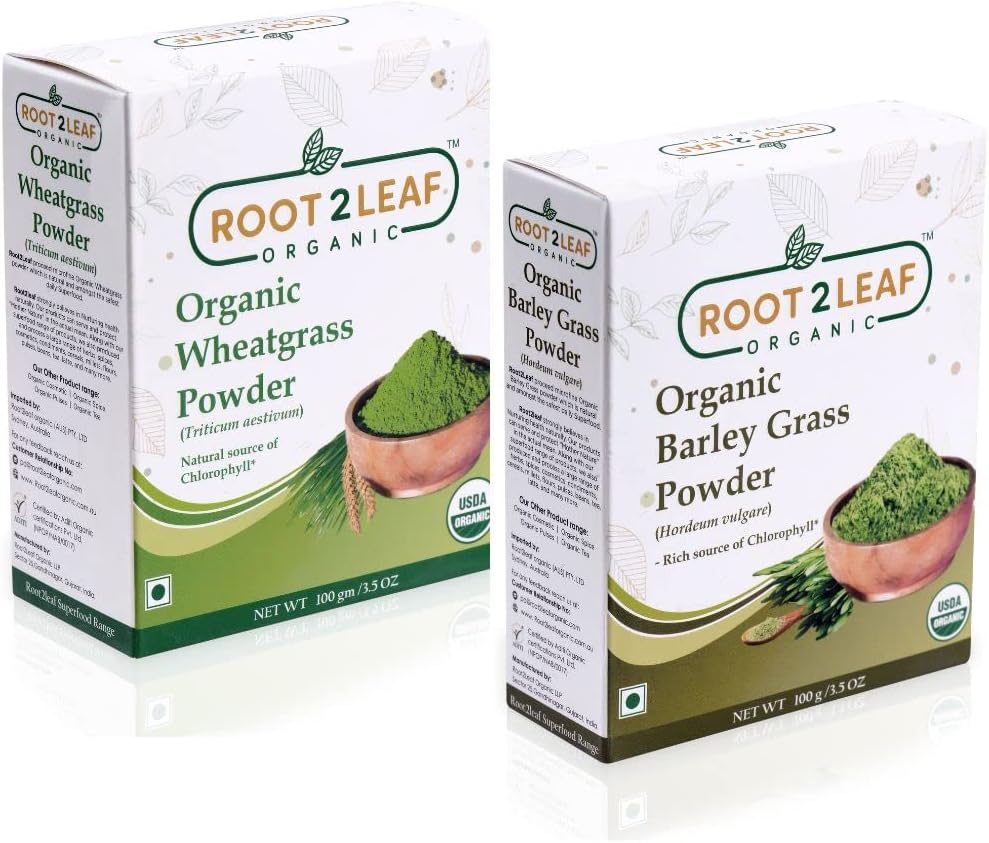 Root2Leaf Organic Wheat Grass and Barley Powder 100G Rich in Vitamins, Support Immune System Superfood