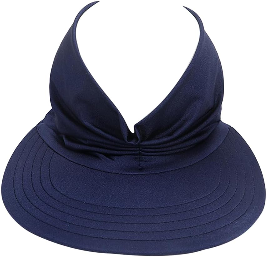 BIGTEDDY Camel Women'S Visor Hat Swimming Cap Beach Pony Tail Sun Wide Brim Summer Sport