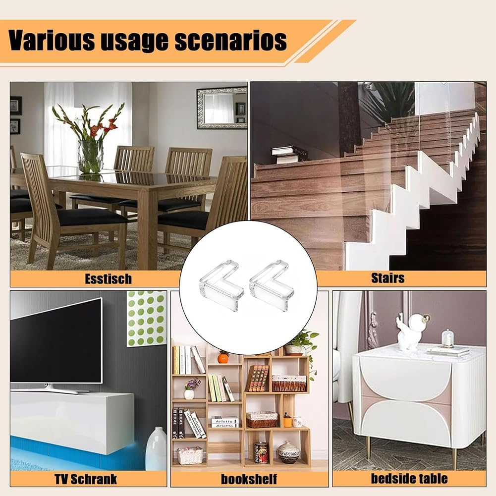 Corner Protectors, Clear and Transparent Corner Bumper Edge Cushion for Furniture, Table, Cabinet Sharp Corner Edge (12 Pack) image number 1