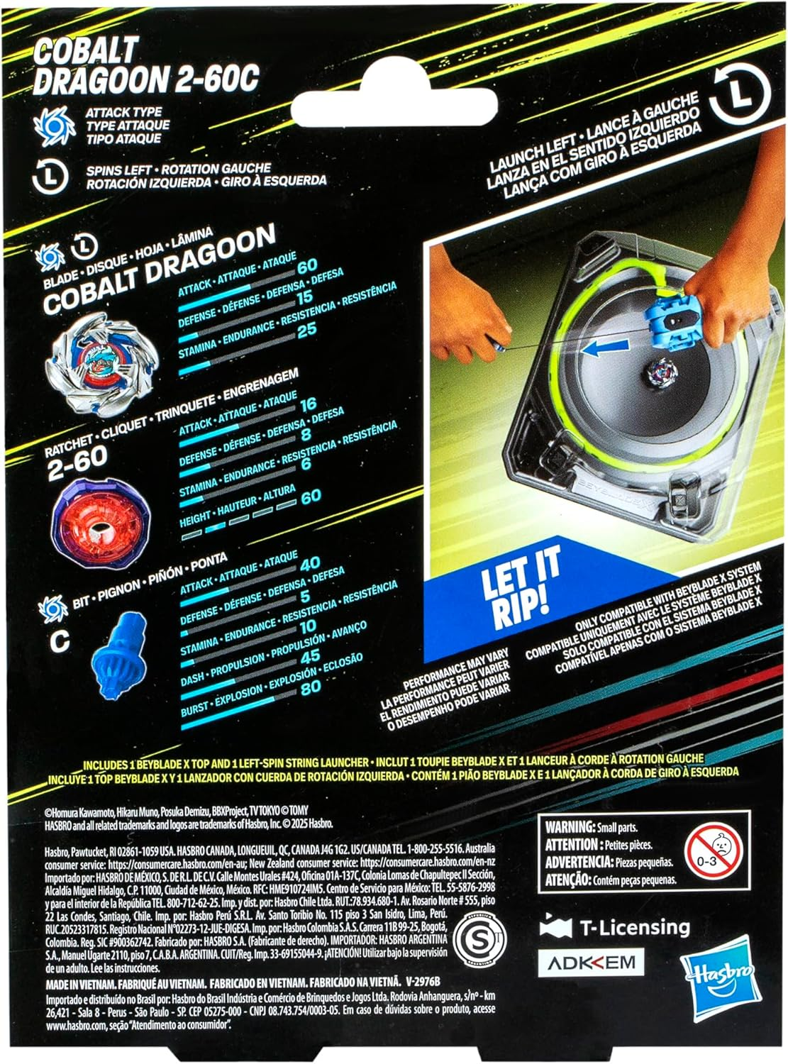 Beyblade X Cobalt Dragoon 2-60C Deluxe Left-Spin String Launcher Set with Attack Type Top Left-Spinning Top Toy image number 1