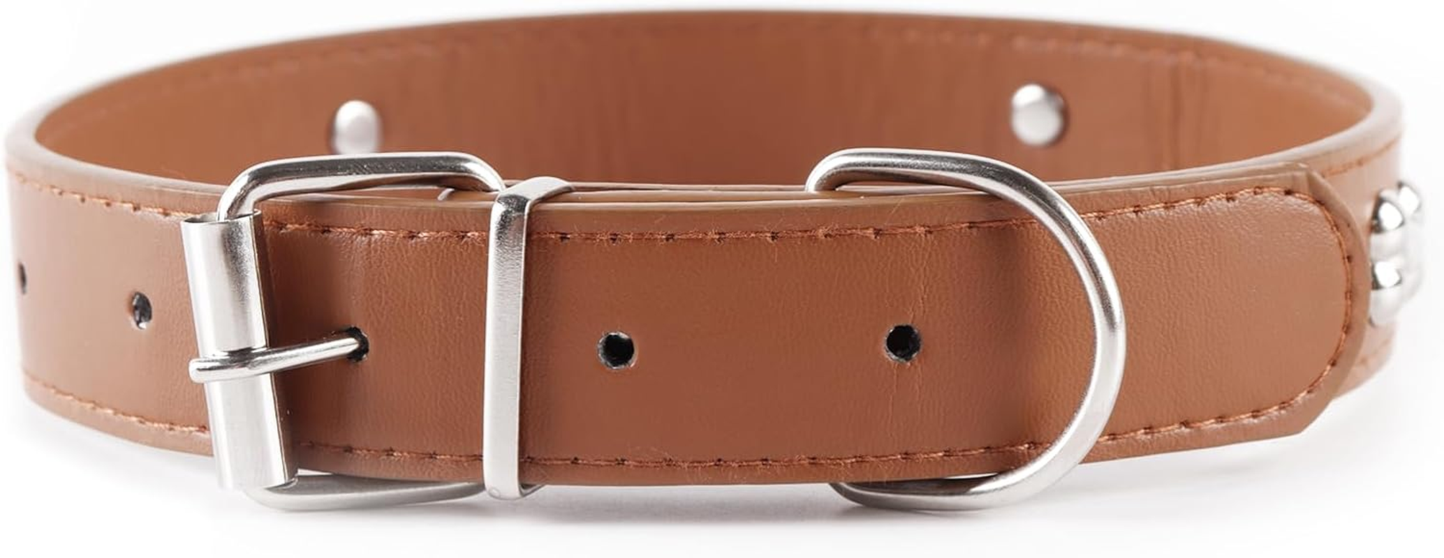 Leather Dog Collar for Dogs with Adjustable Metal Buckle, Soft PU Leather Dog Collar, Wide Dog Collar for Medium and Large Dogs (For a Neck Circumference of 39.9-48.3 Cm) image number 5