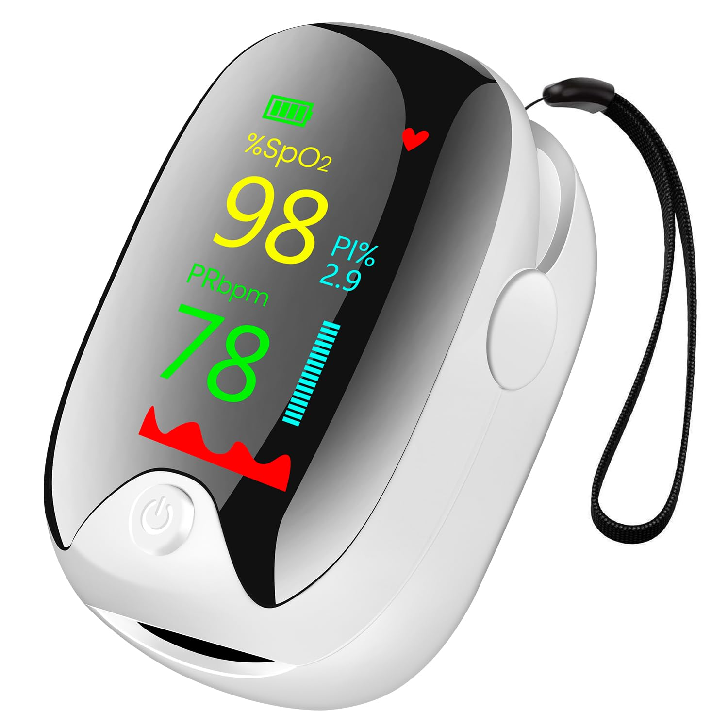 Finger Pulse Oximeter, Necomi Fingertip Pulse Oximeter, with Color LCD Screen, One-Button Operated Blood Oxygen Monitor Pulse Rate Monitor Lanyard (Batteries Not Included) image number 2