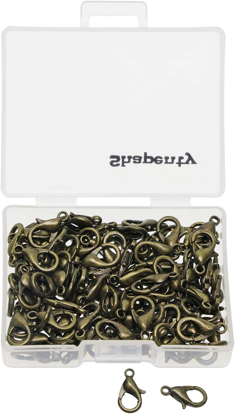 Shapenty Small Metal Alloy Lobster Claw Clasps Clip DIY Necklace Jewelry Finding Making Accessories Fastener Hook 12Mmx6Mm 100PCS (Silver)