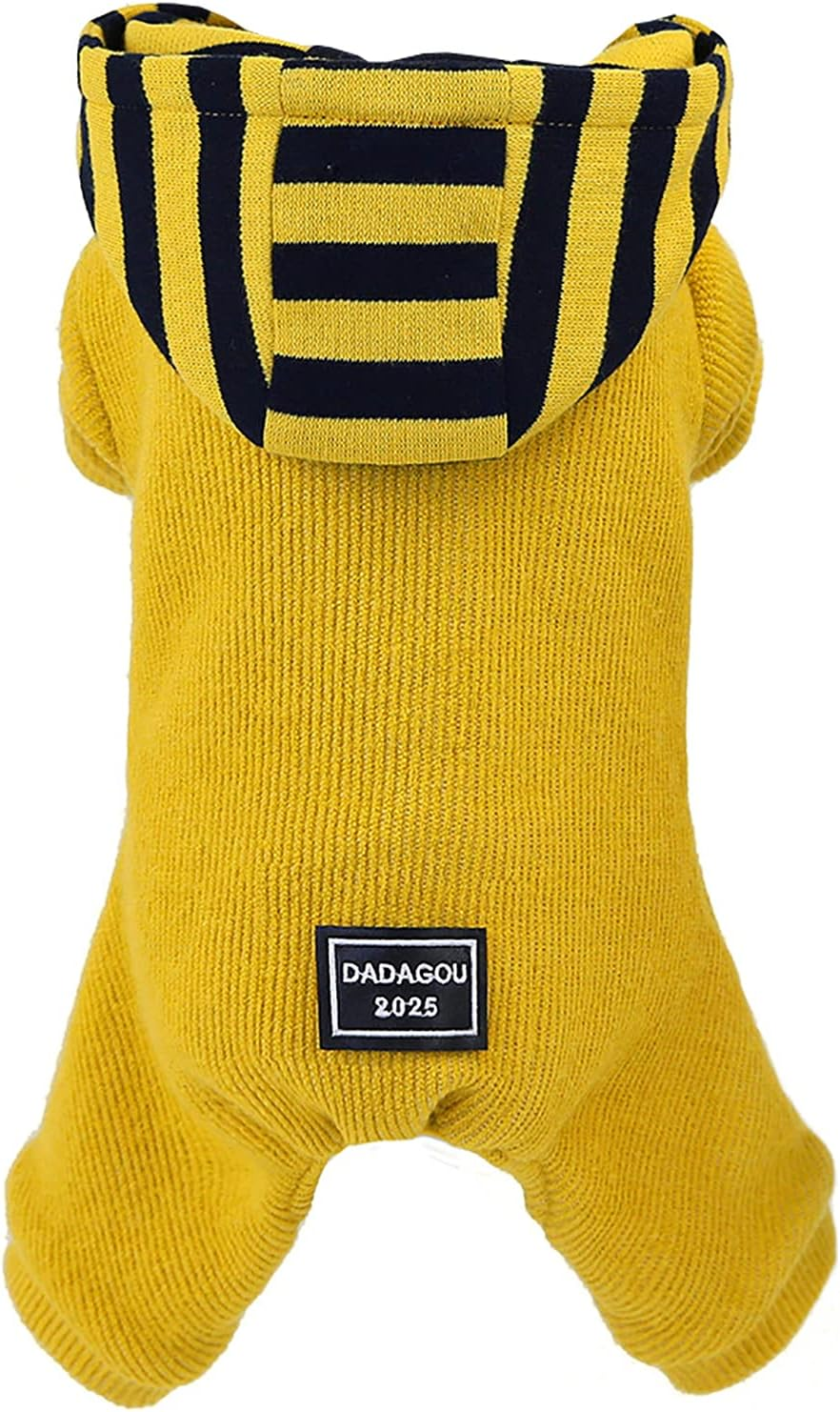 Dog Sweater Dog Clothes Fleece Dog Woolen Sweater Winter Warm Sweat Shirt 4 Legs Jumpsuit Simple Hoodie Fleece Sweater for Small Dog Medium Dog Cat Yellow S image number 7