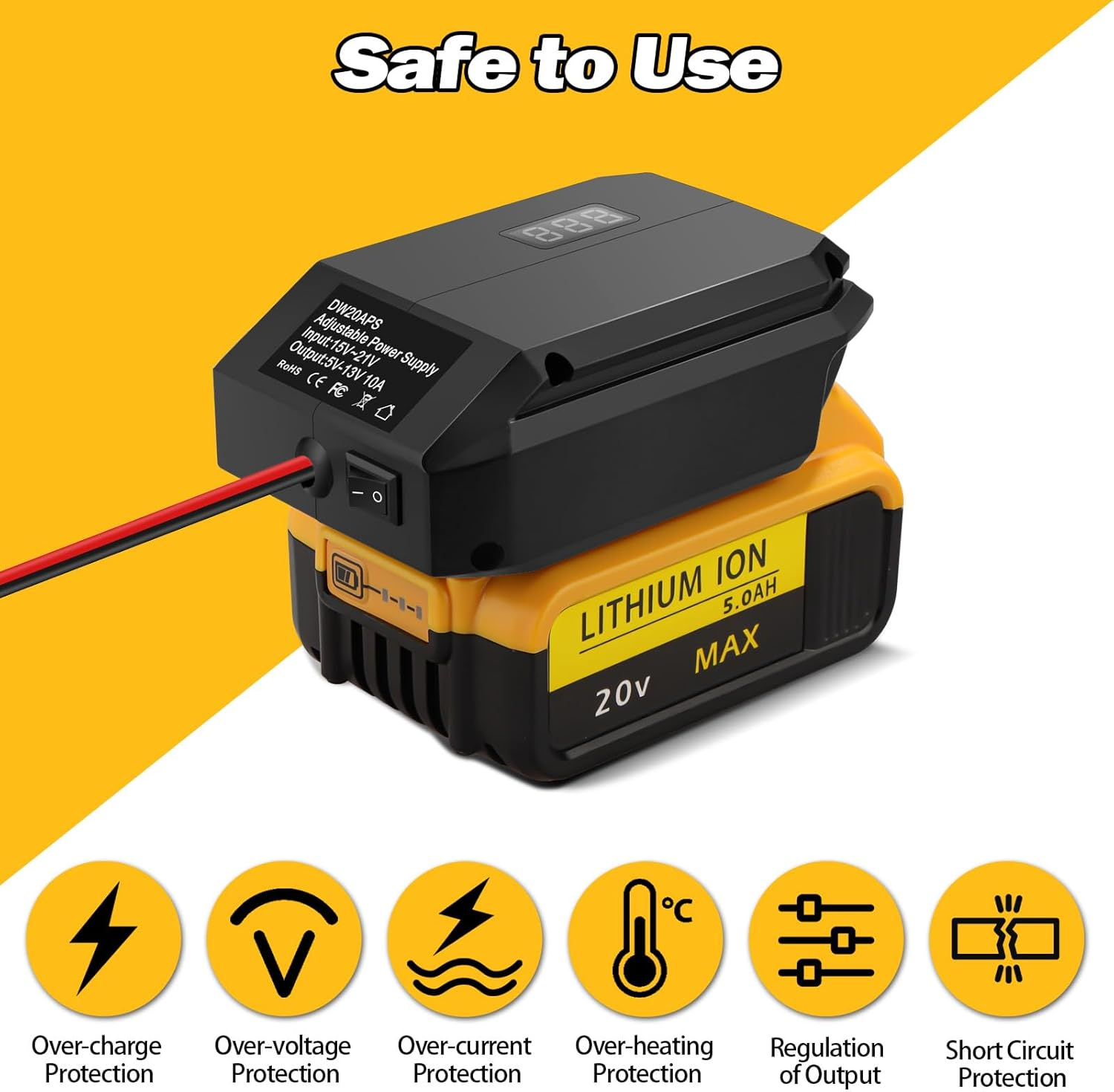 Step down Converter for Dewalt 18V to 12V Power Wheels Battery Adapter, 5V-13V Buck Converter Regulator, DIY Charger Converter Power Station with Cigarette Lighter for RC Cars, Robotics image number 4