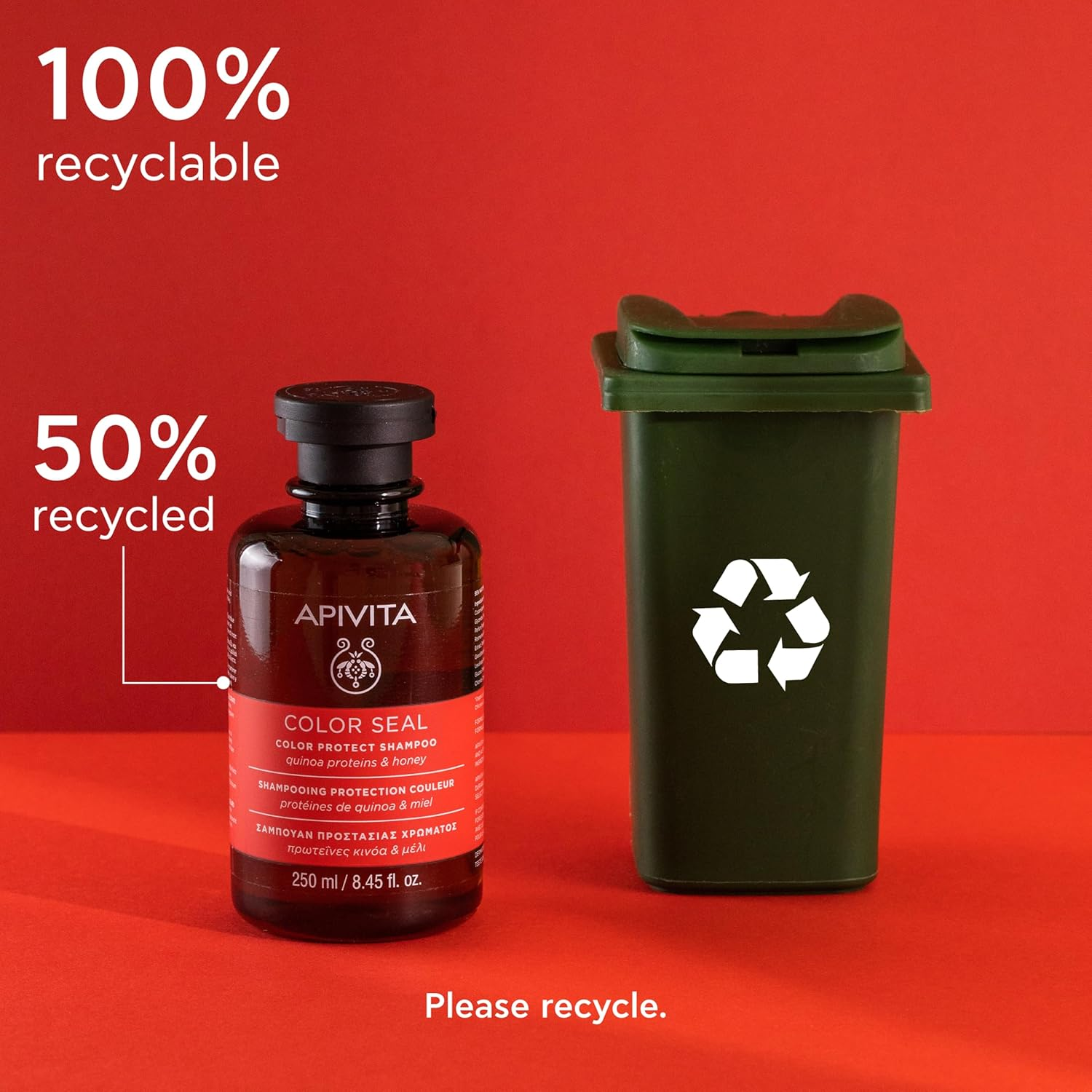 APIVITA Color Seal Color Protect Shampoo Moisturizes, Enhances and Maintains Colour with Quinoa Proteins and Honey Silicone Free 250Ml image number 1