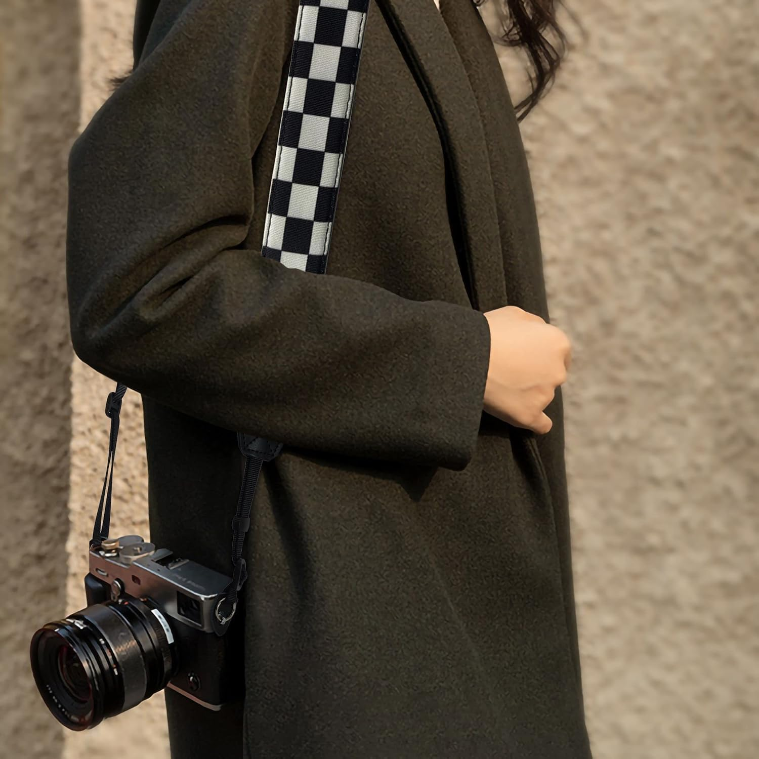 Camera Strap, Retro Cotton Camera Shoulder Straps Adjustable Camera Neck Strap for All Cameras Dslr/Slr/Mirrorless Sony Canon Nikon Olympus Photographer'S Assistant - Black And White Square image number 4