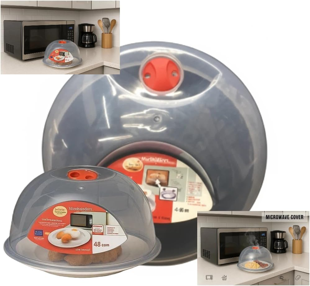 Leona Co Microwave Splatter Cover 25Cm - Bpa-Free Plastic Microwave Plate Cover with Steam Vent - Dishwasher Safe Microwave Lid for Plates & Bowls, 25Cm Diameter 11Cm Height (3) image number 3