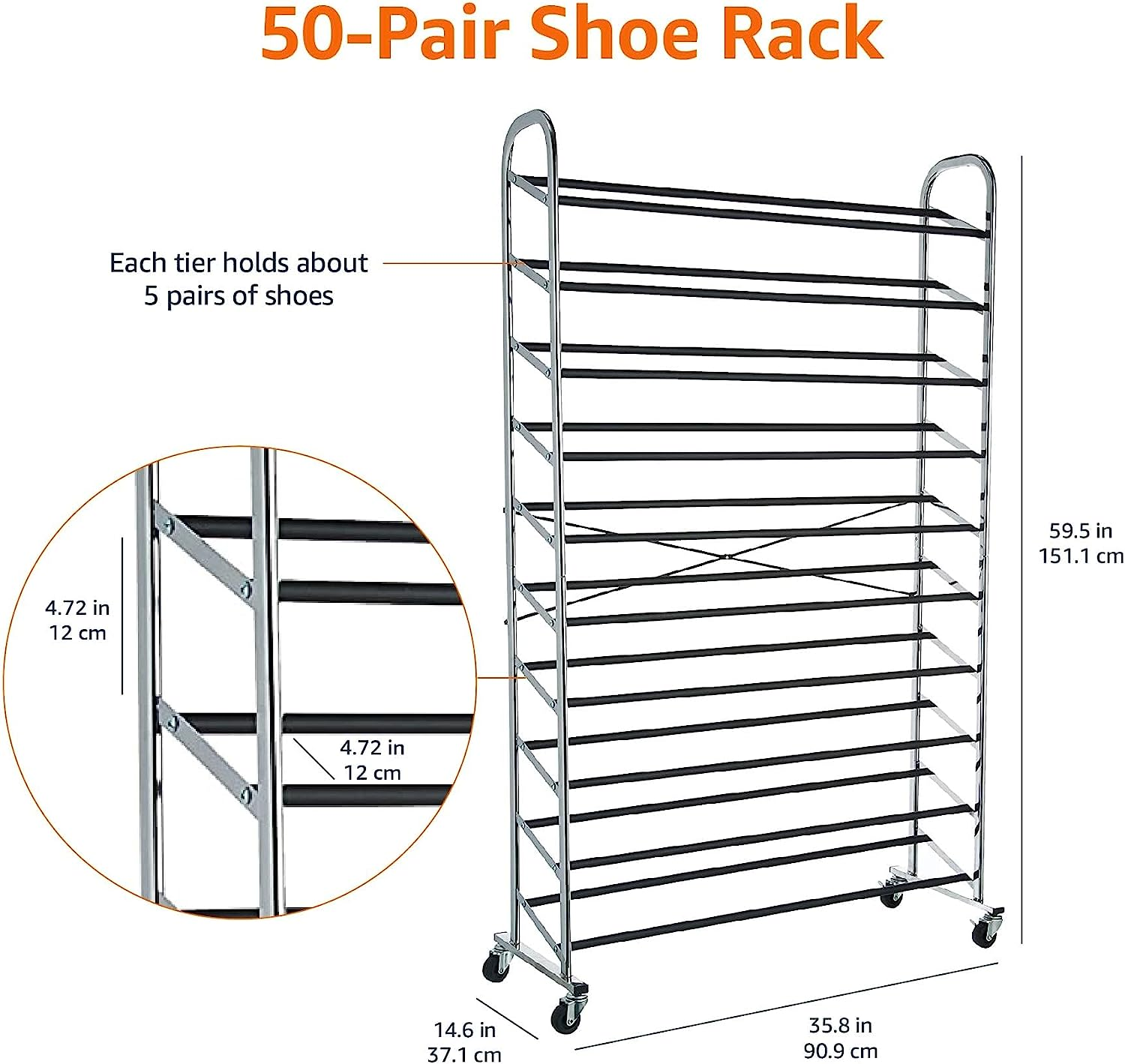 Amazon Basics 50-Pair Shoe Rack Organizer image number 6