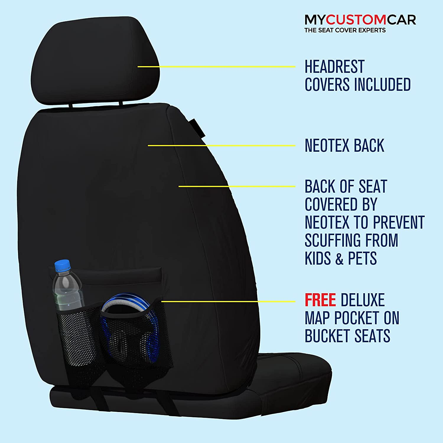 Ford Ranger PX Dual Cab 2011-2022 Neoprene Front Car Seat Covers Waterproof Custom image number 2