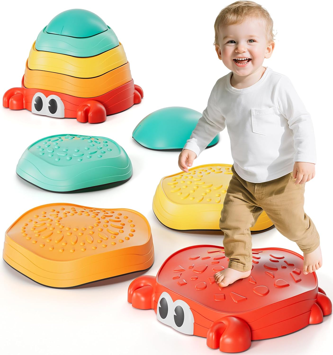 Lehoo Castle Stepping Stones for Kids, Sensory Toys Balance Board, Toddler Toys for Ages 2-5 for Boys Girls, Indoor & Outdoor Toys, Non-Slip Balance Step Stone up to 200Lbs Obstacle Course image number 4