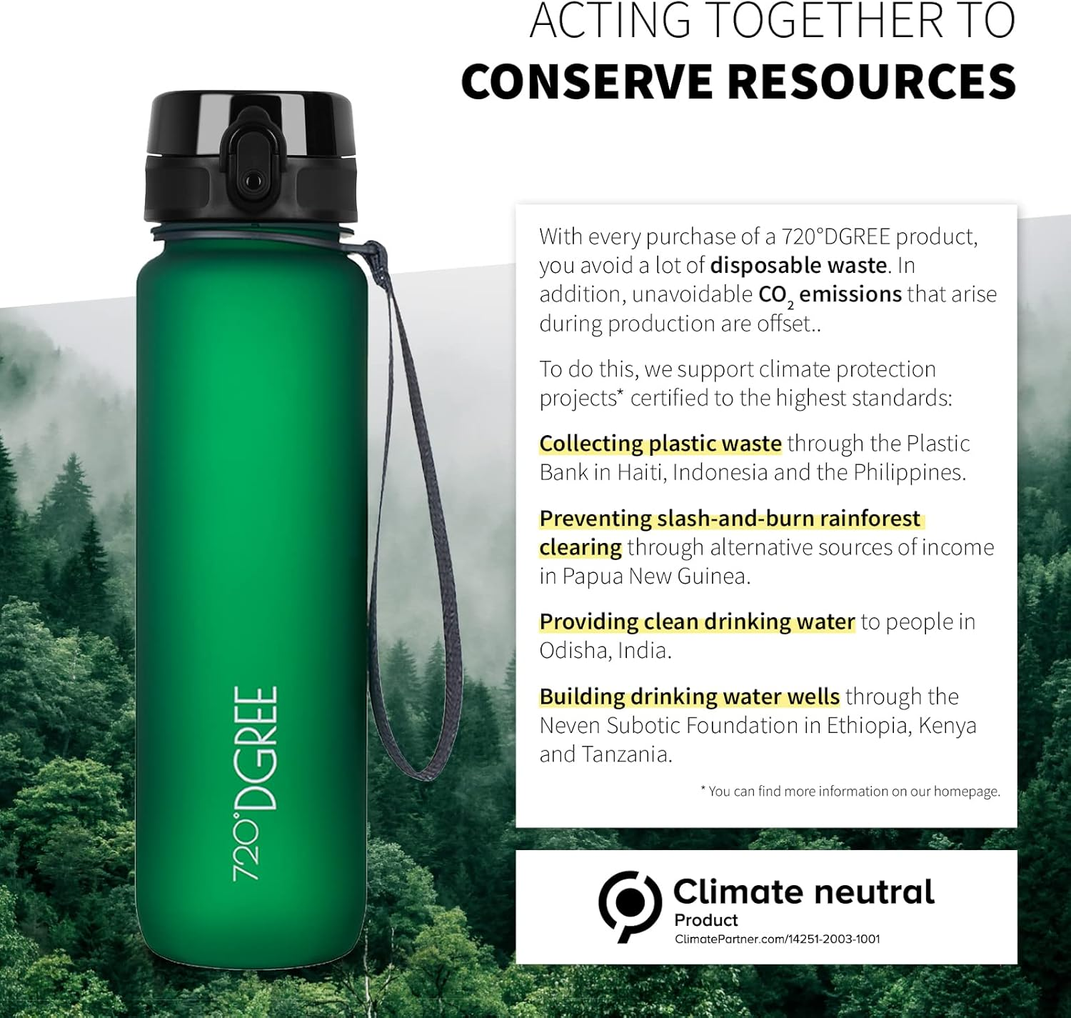 720&deg;DGREE Uberbottle 1.5 L Water Bottle + Fruit Sieve, Softtouch &ndash; Bpa-Free, Leak-Proof &ndash; XL Water Bottle &ndash; Ideal for Sports, Gym, Hiking, Camping, University, Yoga, Work image number 1