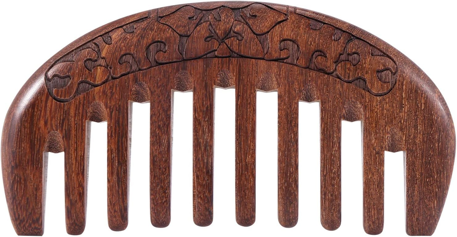 Anlayliay Wood Comb Wooden Hair Comb Natural Comb-Anti Static Massage through the Comb (Flower-Wide Tooth) image number 4