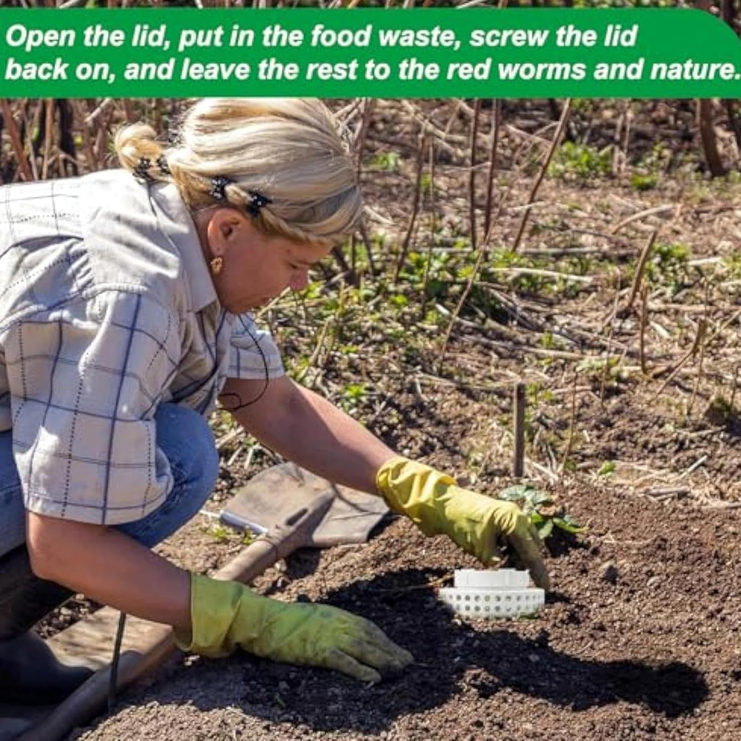Worm Composting Bin,In Ground Worm Compost Bin | Moisture-Control Space-Saving Cultivation Container for Kitchen Scraps Yard Waste Urban Farming Organic Gardening image number 6