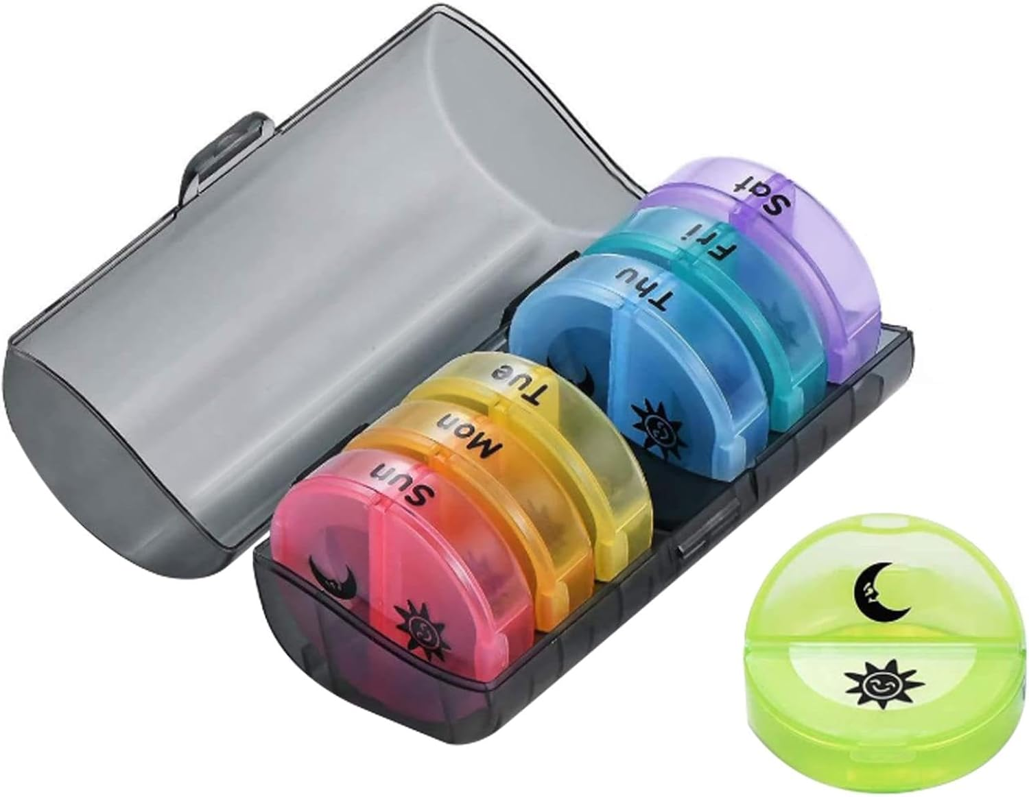 Weekly Pill Organizer, round Pill Box 2 Times a Day, Travel Medicine Organizer, Large Box for Travel, Medicine Organiser