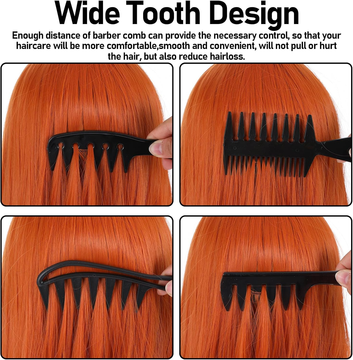 Gjinxi 4Pcs Hair Comb Styling Set for Men, Wide Tooth Double Side Tail Combs, Professional Hair Brush Retro Hairdressing Hairstylist Tools, African American Hair Care Style Barber Accessories image number 5