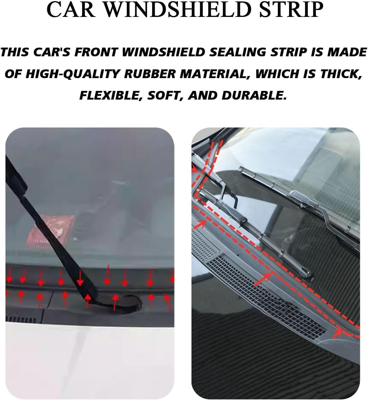 1.7M/ 5.6Ft Windshield Cowl Rubber Seal Strip, H-Shape Black Molding Trim Strips for Most Cars Trucks Suvs image number 4