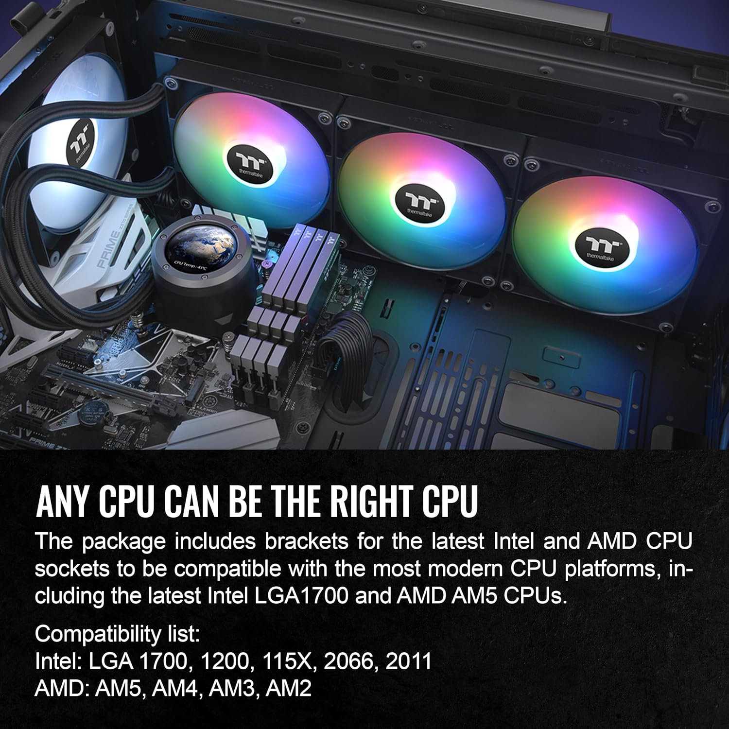 Thermaltake TH420 V2 Ultra ARGB Sync/Alo Liquid Cooler/Argb Fan 140 * 3/PWM 500~1800Rpm/Water Block 2.1" Lcd/Black, CL-W386-PL14SW-A image number 4