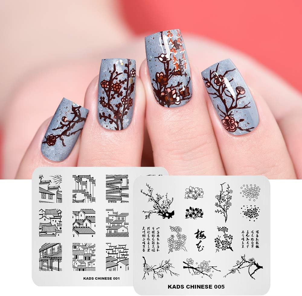 KAD Nail Stamping Plates 8Pcs Templates Nail Art Plates Set Chinese Style Series image number 5