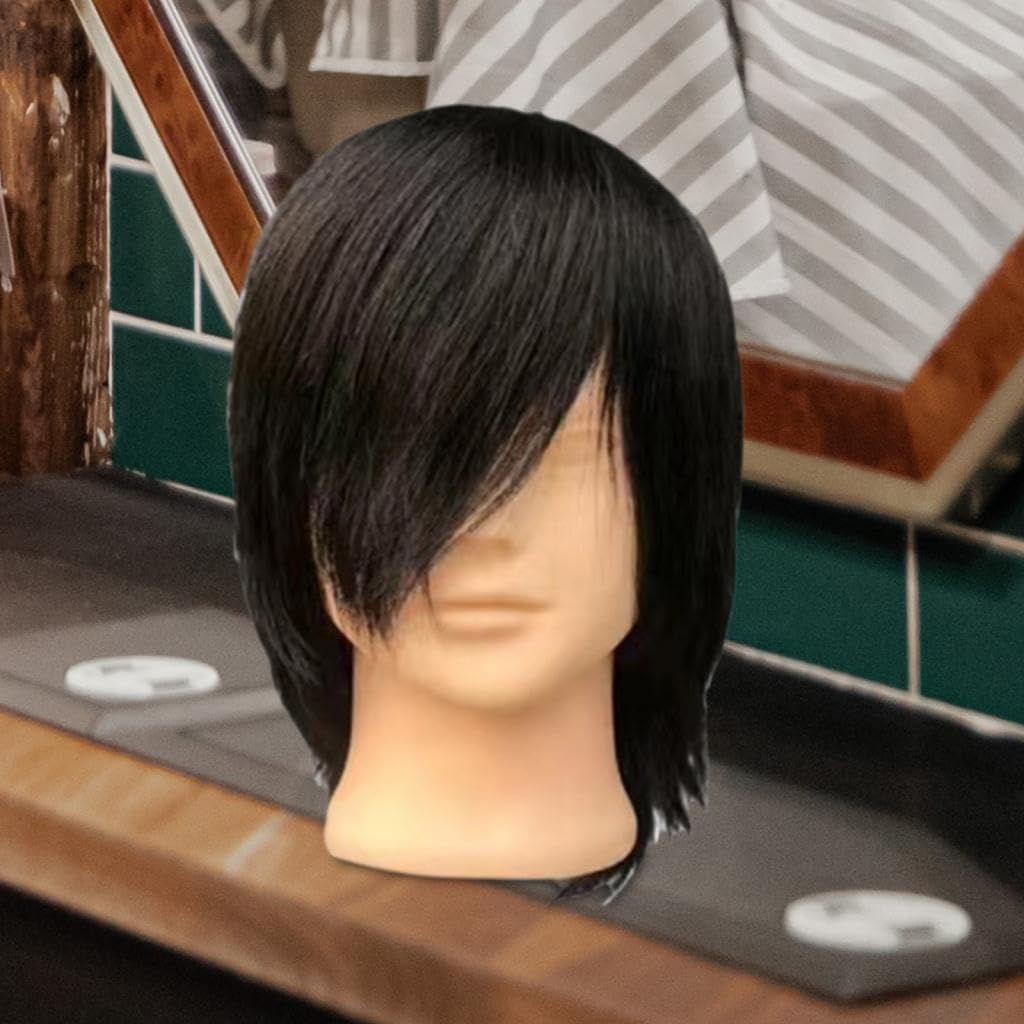 Harayaa Male Mannequin Head, Hairdresser Hair Styling Full Real Hair Hair Salon Equipment Durable 3D Manikin Head Model for Cutting Curly Practice DIY image number 2