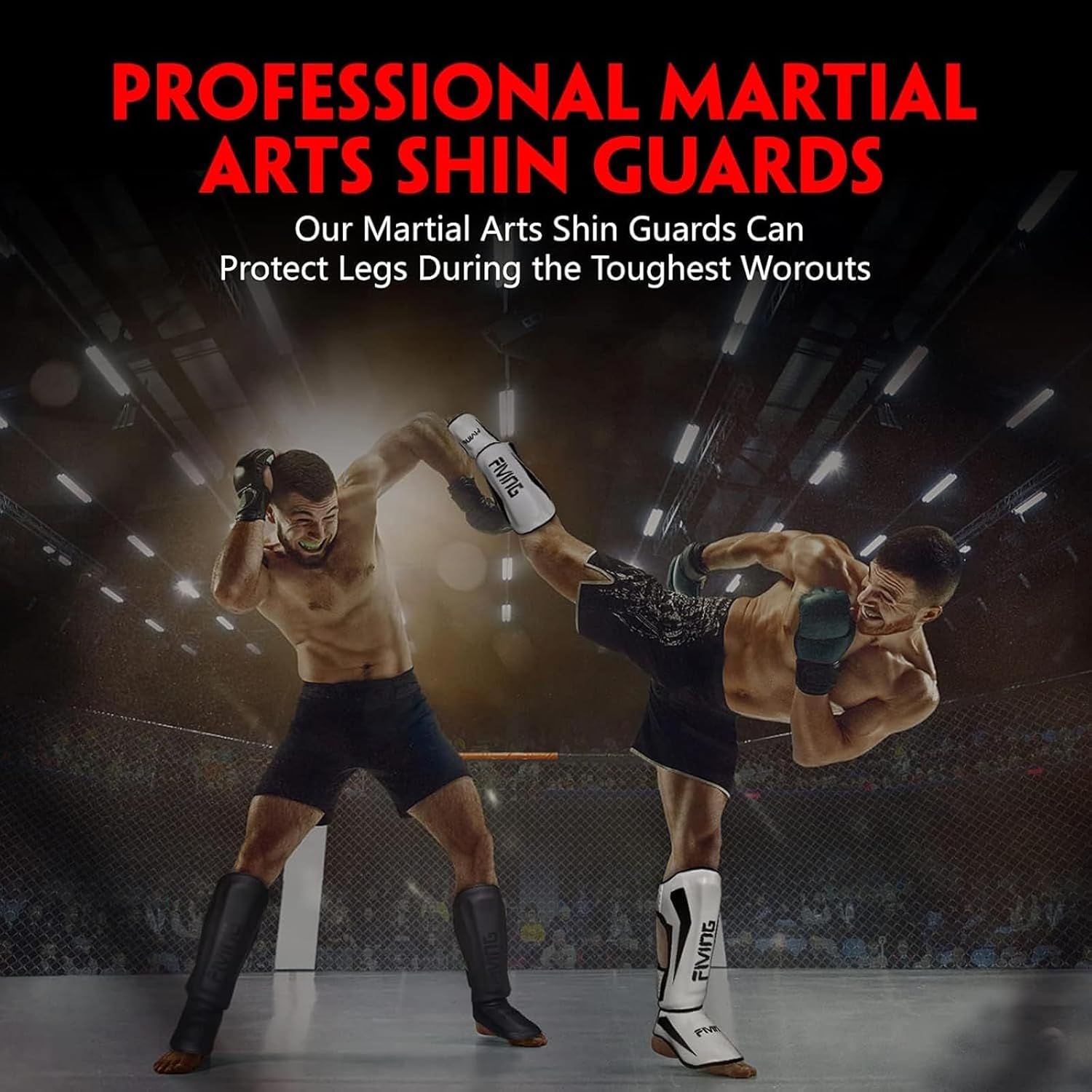 Homodoskey Sports Shin Guards &ndash; Boxing Muay Thai Instep Leg Protector for Martial Arts, Kickboxing, BJJ, Karate, Taekwondo &ndash; PU Leather Reinforced MMA Shin Guards with Foam Padding image number 4