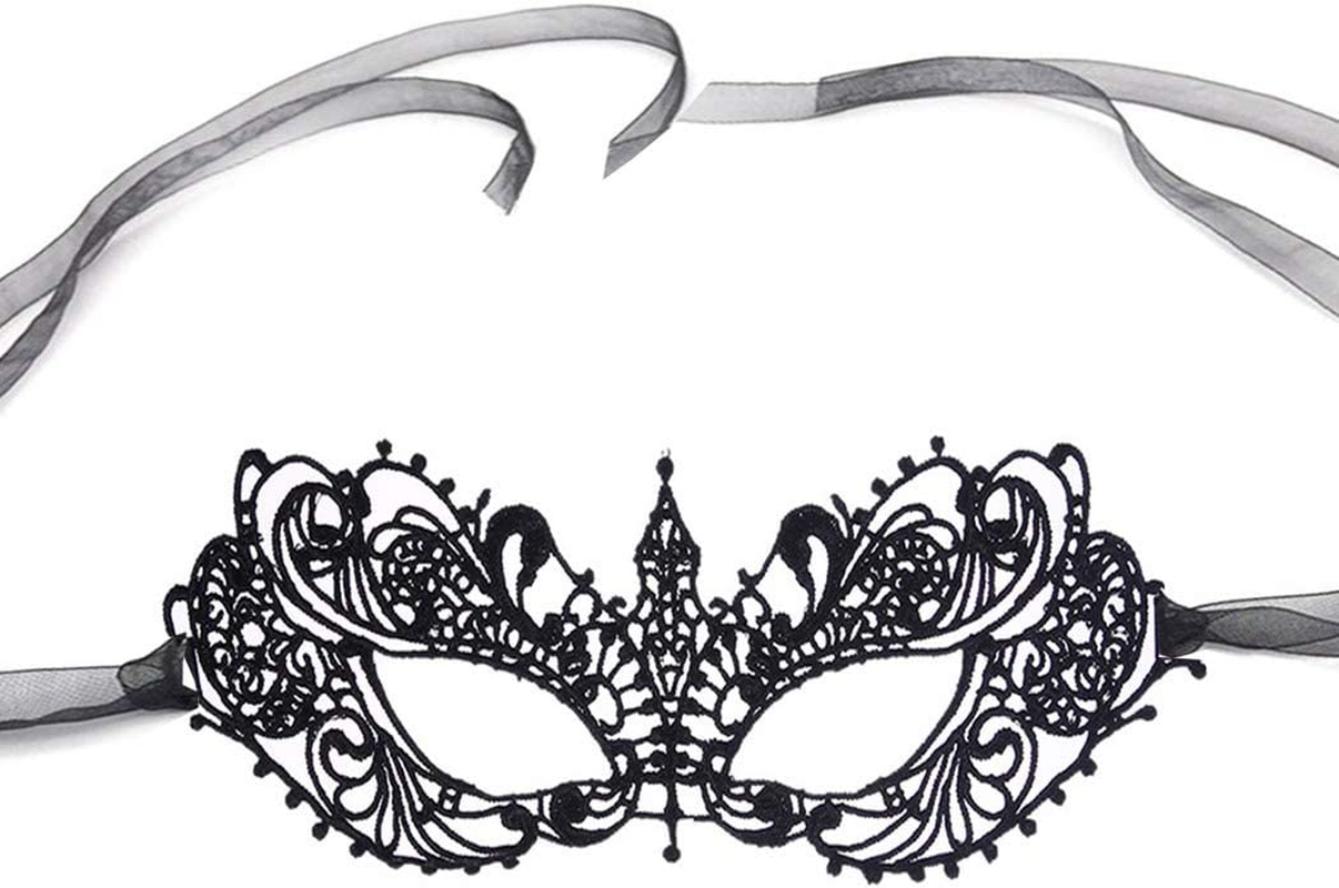 Imapo Masquerade Mask for Women, 2 Pack Mardi Gras Party Lace Masks, Prom Princess Venetian Masks - Black image number 3