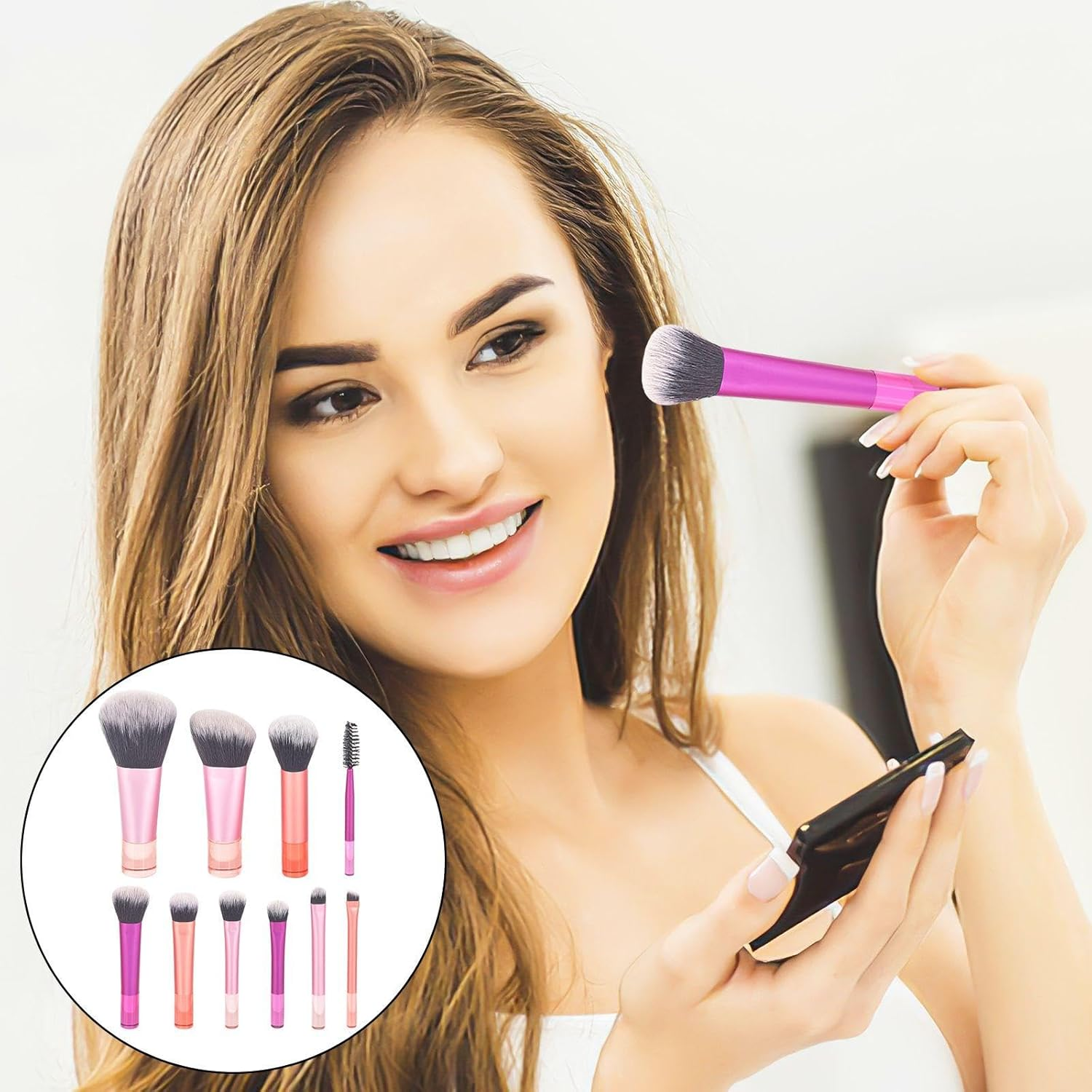 Pack of 20 Short Film Make-Up Brushes with 2 Pieces of Storage Bags, Portable Make-Up Brushes, Travel Supplies and Beauty Tools. image number 3