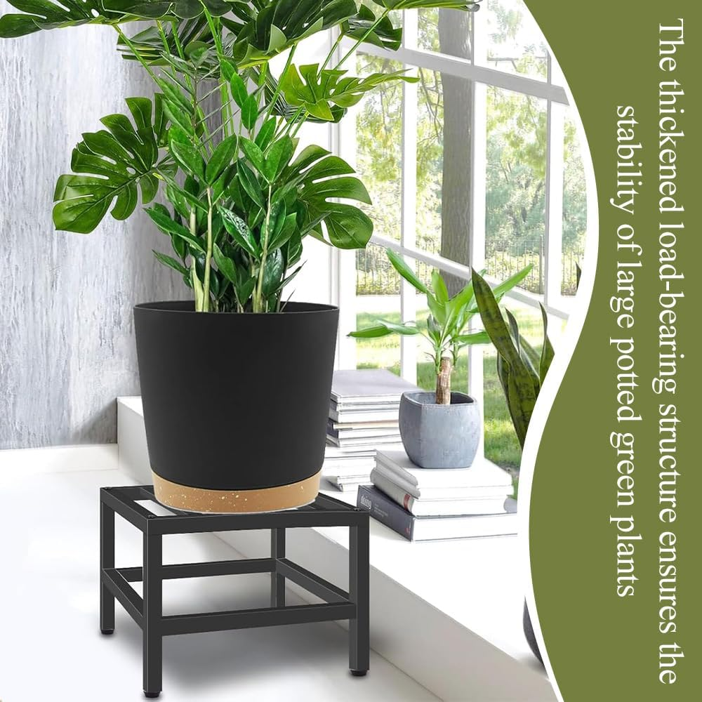 2 Pack Plant Stand,Metal Pedestal Stand,Flower Plant Stool,Iron Flower Stand Display Planter Shelf,For Indoor Plants,Home,Livingroom,Bedroom,Sturdy,Black image number 1