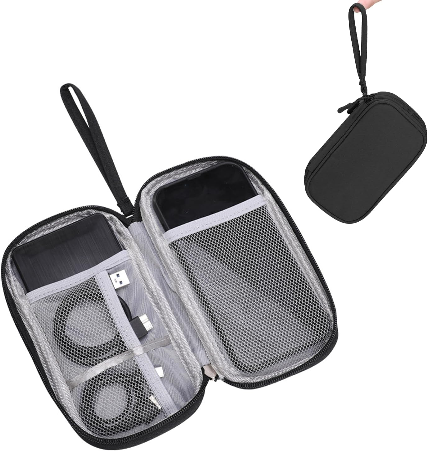 CLERIVI Travel Cable Organizer Pouch - Waterproof Electronics Case for Charger, Cables, Earphones & Phone,Compact Single-Layer Tech Bag with Carry Strap image number 3