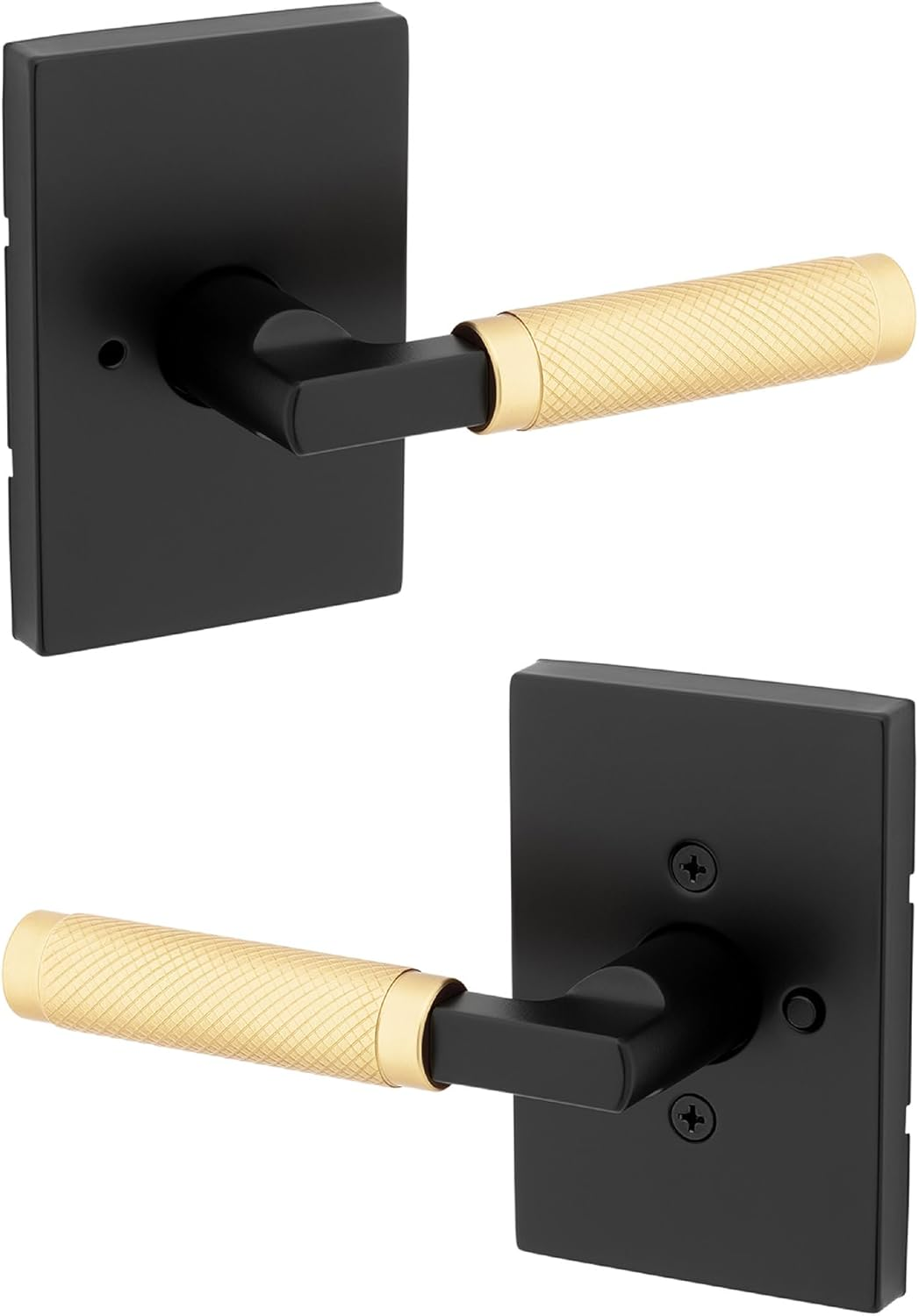 Kwikset Prava Interior Passage Door Knurled Handle, Lever for Closet and Hallway Doors, Reversible Non-Locking Handle Lever, Satin Nickel, with Microban Protection