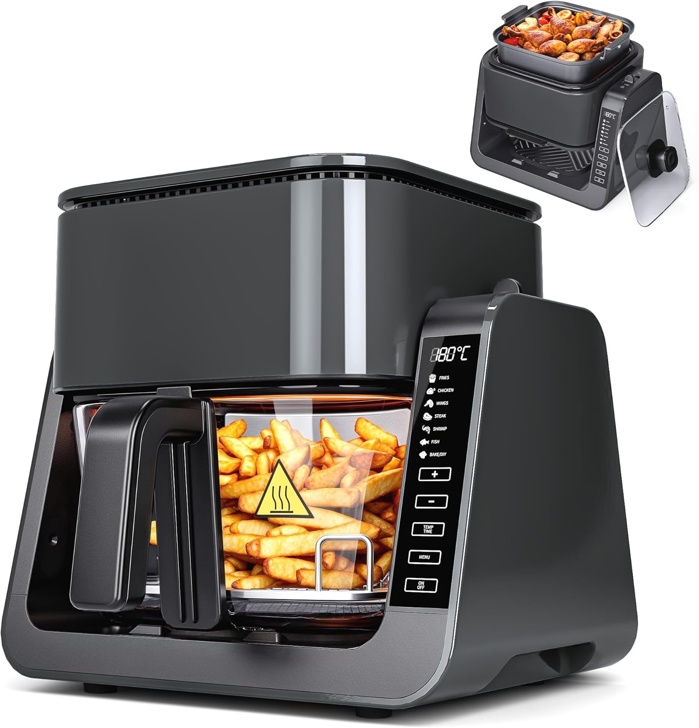 Advwin Multi-Function Air Fryer BBQ, Dual Zone Air Fryer & Top Grill, 7-In-1 Electric Cooker with Touch Screen, 4L Oil-Free Oven for Frying, Baking, Grilling, Roasting | Top Grill & Bottom Fryer image number 1