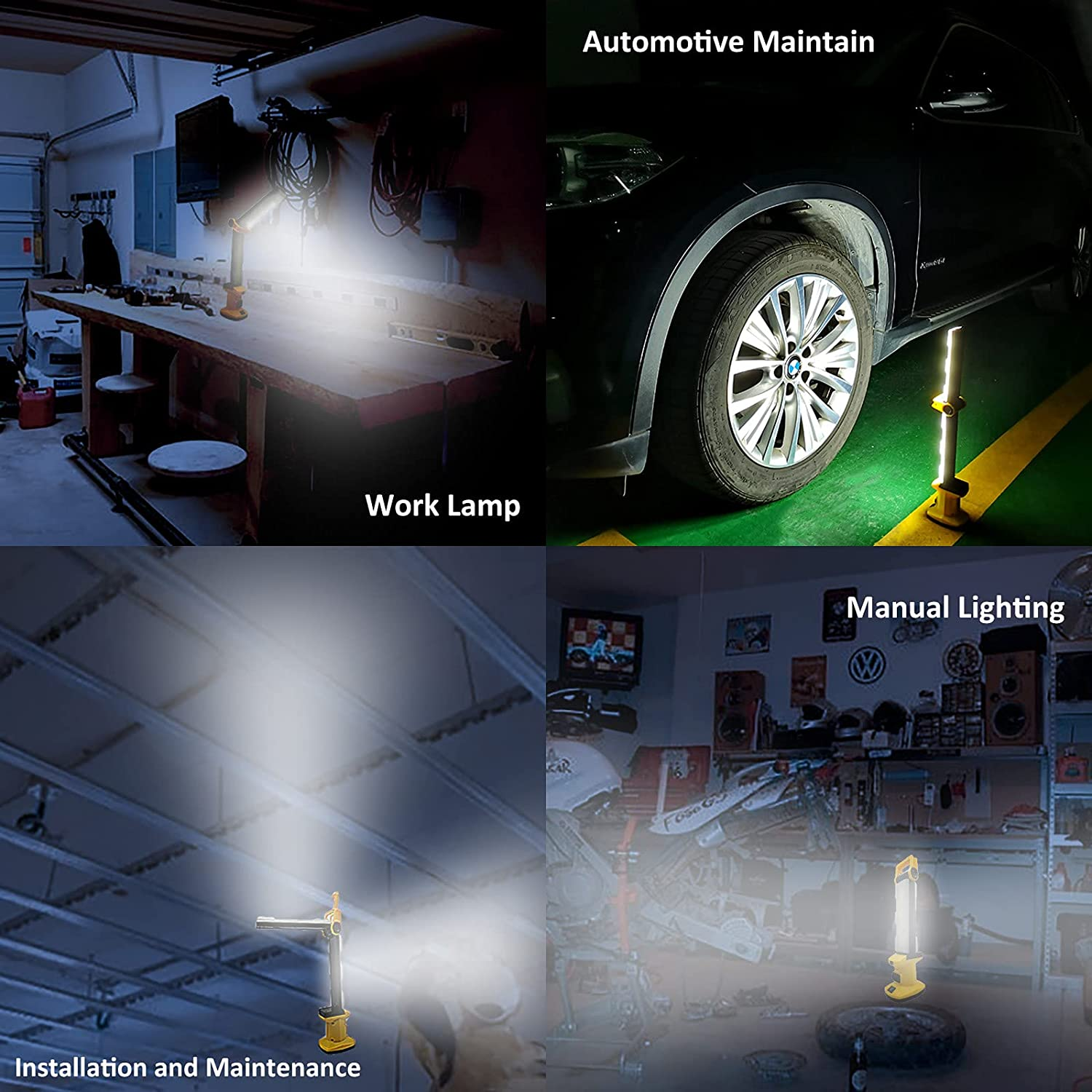 Cordless Work Light, CREVIV Rechargeable Work Desk Lamp, 750 Lumen &times;2 Foldable Double-Sided Lamp, Can Be Used as Trouble Light, Underhood Light，Outdoor Lights. image number 5