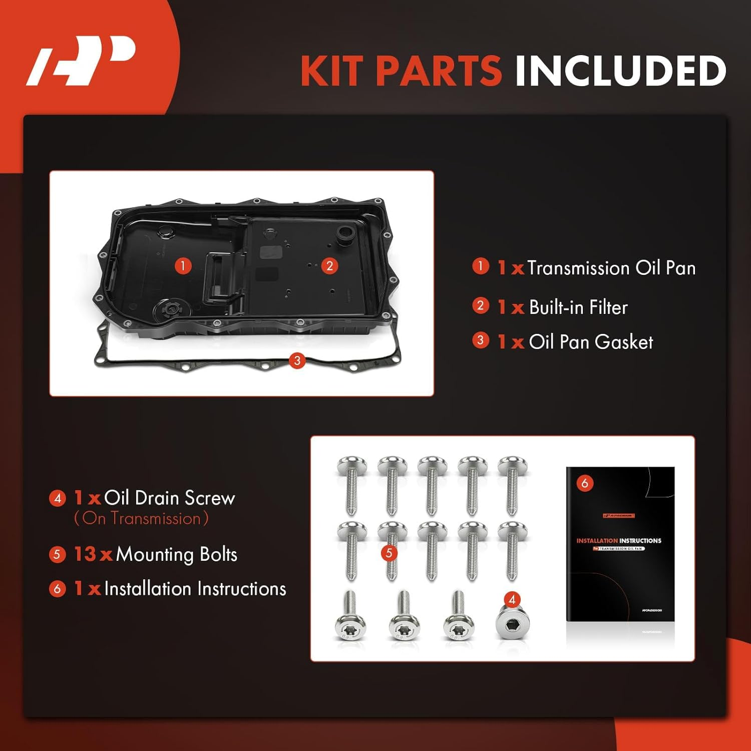 A-Premium Transmission Oil Pan with Gasket & Drain Plug Compatible with Ram 1500 2500 3500 & Jeep Grand Cherokee & Dodge Charger, Challenger, Charger & Chrysler 300, 8-Speed Automatic Transmission image number 3