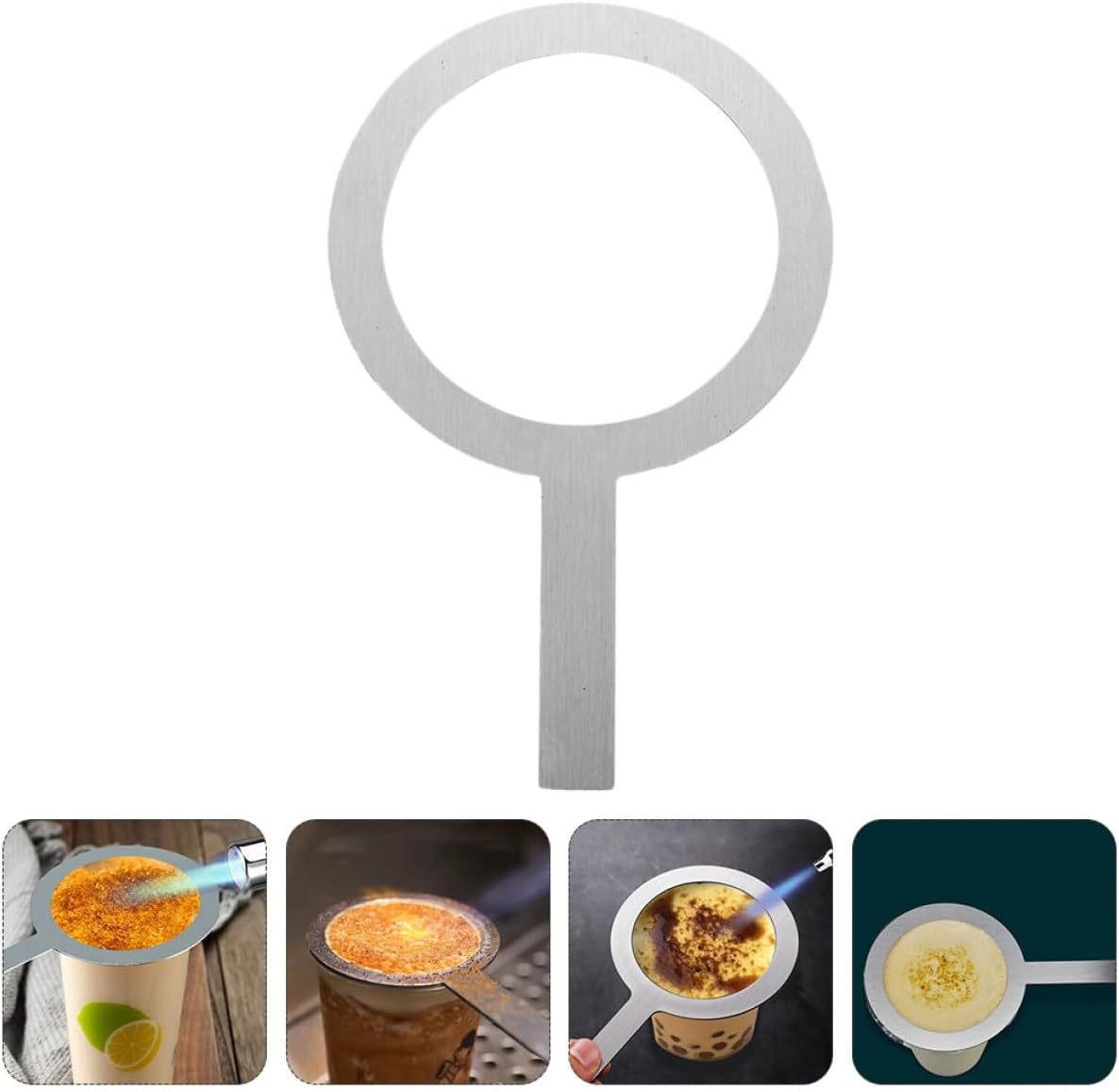 DOITOOL 4Pcs Stainless Steel Milk Tea Baking Cup Rings 98Mm Diameter with Handle, Anti-Scald Protective Rim Gaskets for Coffee and Dessert Cups, Multipurpose Baking Accessories for Home image number 3