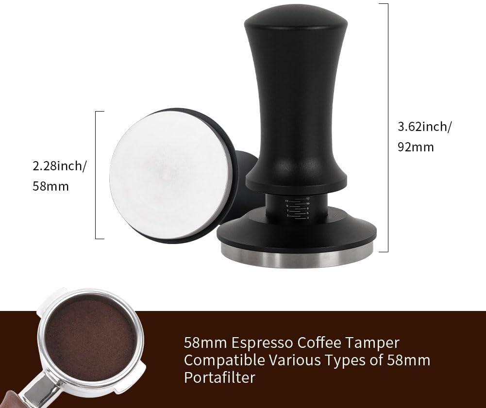 Watchget 58Mm Espresso Coffee Tamper, Spring Loaded Tamper Stainless Steel Barista Espresso Tamper Calibrated Espresso Hand Tamper with Scale Coffee Espresso Accessories for 58Mm Portafilter image number 2