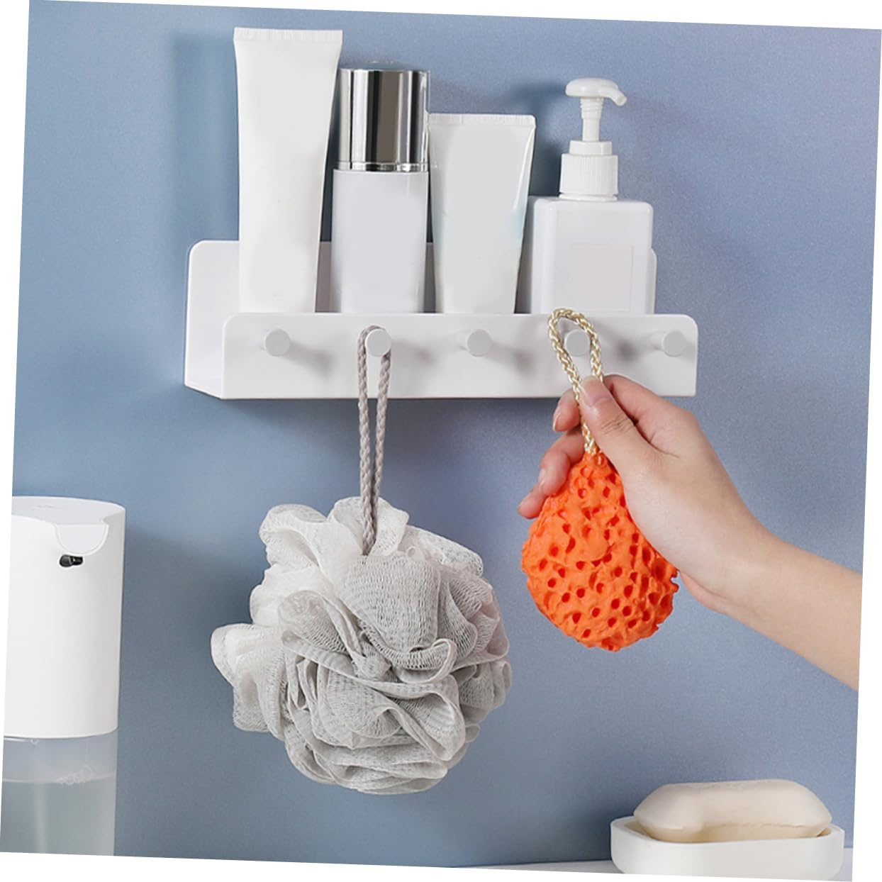 Ipetboom Wall Mounted Key Holder Multi-Function Hooks White Plastic Key Storage Rack Organizer for Entryway and Home Wall Hanging Storage image number 2