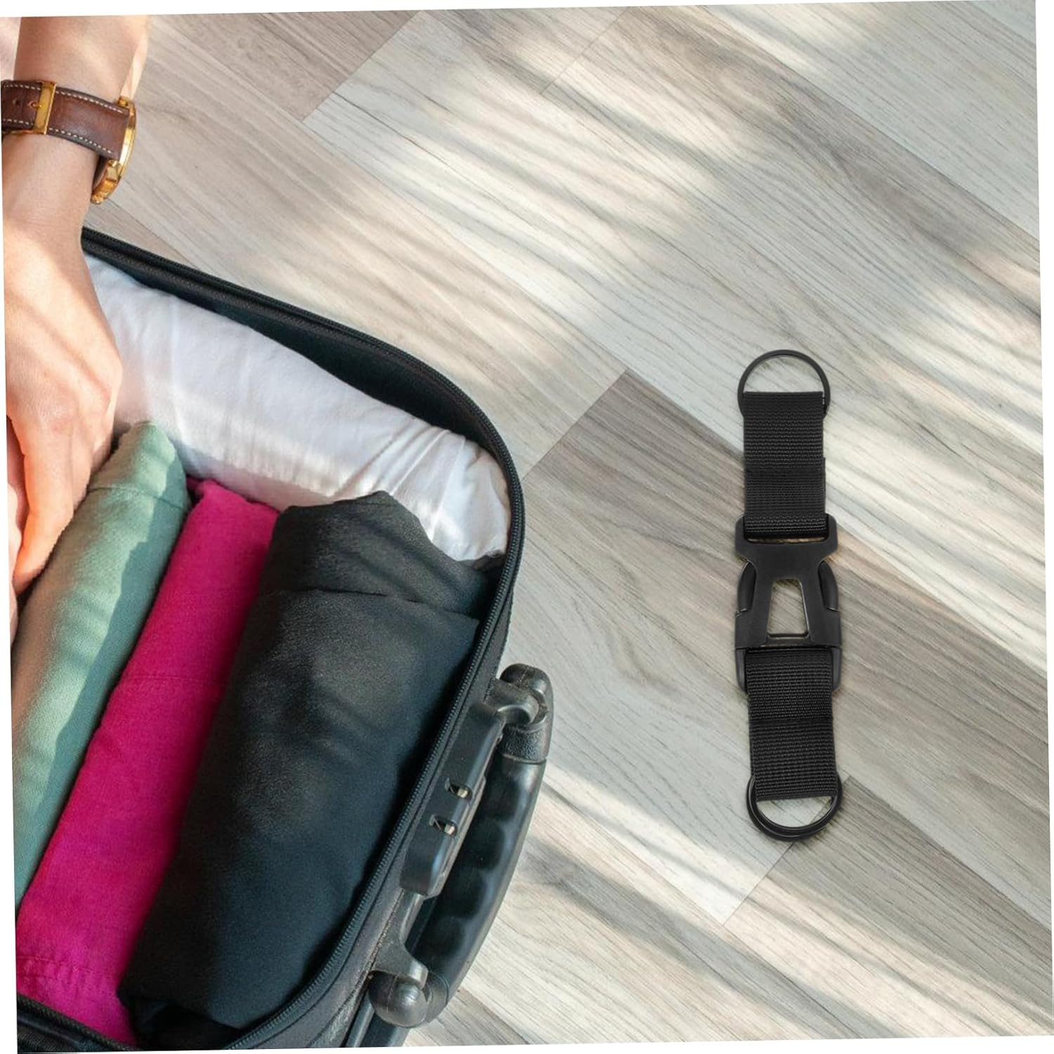 LIGIGWASH Outdoor Adjustable Luggage Strap with Buckle, Travel Bag Accessory for Suitcases and Backpacks, Black Sturdy Strap for Secure Packing and Luggage Handling image number 4