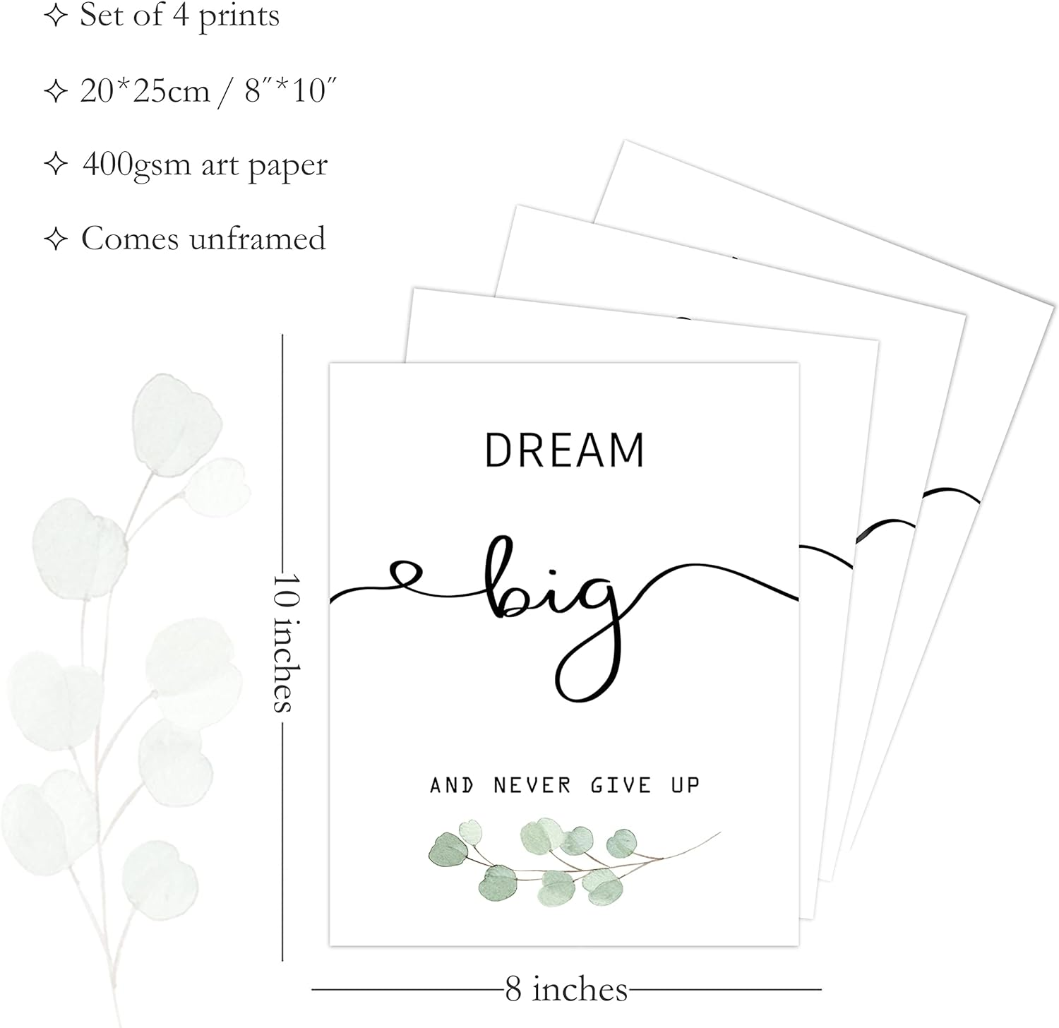 Inspirational Wall Art Office Decor, Motivational UNFRAMED Wall Art Prints for Bedroom | Living Room | Office | Classroom, Black and White Daily Positive Affirmations Poster for Women Men Kids, Set of 4, 8"X10" image number 5