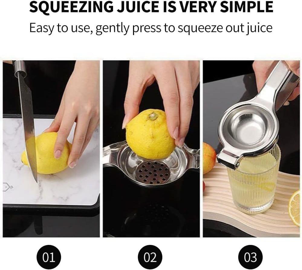 Lemon Squeezer Juicer- Stainless Steel Handheld Lime Juicers - Anti-Rust and Durable, Easy to Extract All Lemon/Citrus Juice, Suitable for Home, Bar, Etc image number 2
