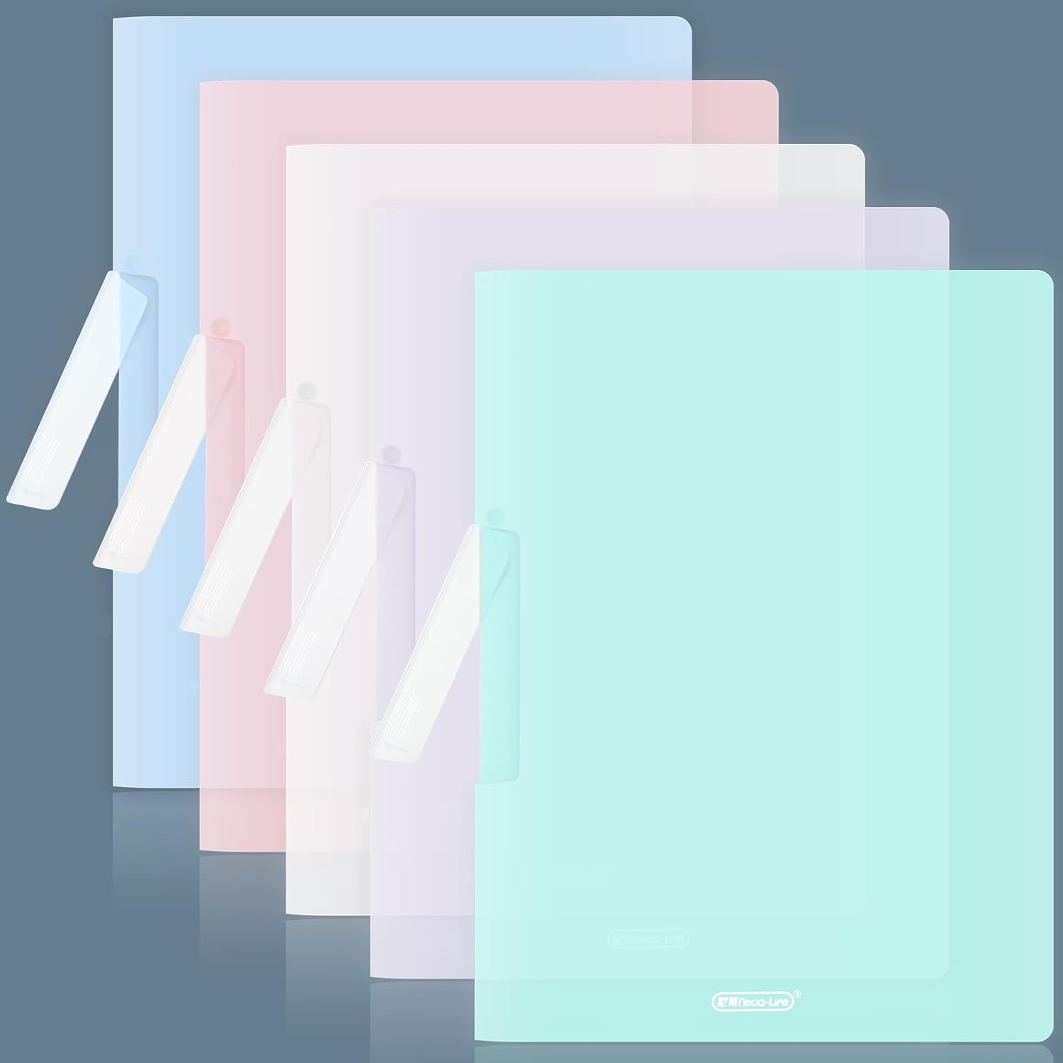 BAYTORY Clear Report Covers with Swing Clip, Plastic Folders for A4 and Letter Size Paper, 5 Pack Clear Front Presentation Binder for School Business, 40 Sheet Capacity/Pack (Morandi)