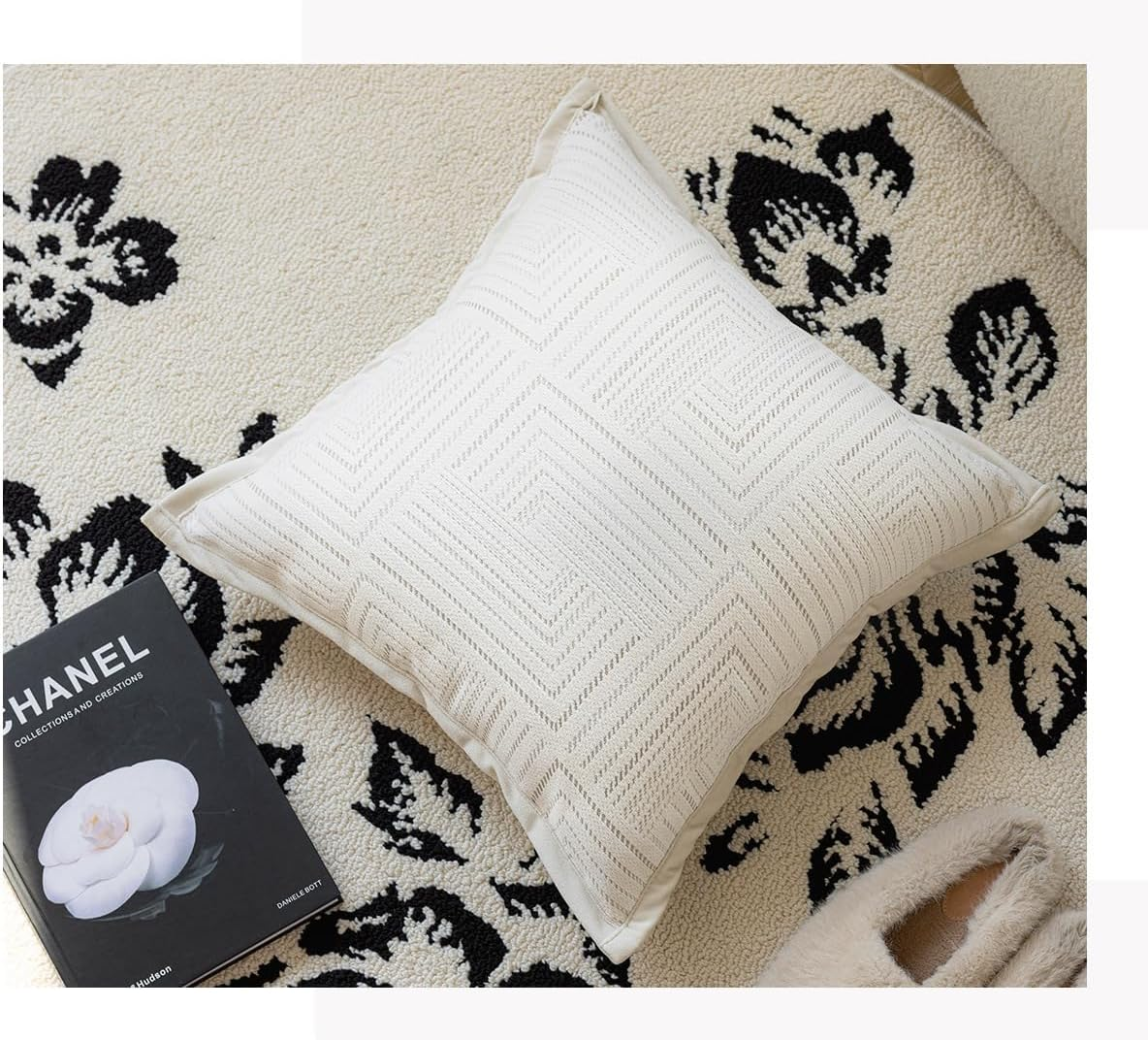 Virellisee 18"X18" Set of 2 Decorative Throw Pillow Covers, Modern Neutral Chenille Cushion Covers for Sofa, Beds and Home Decor (Beige) image number 4