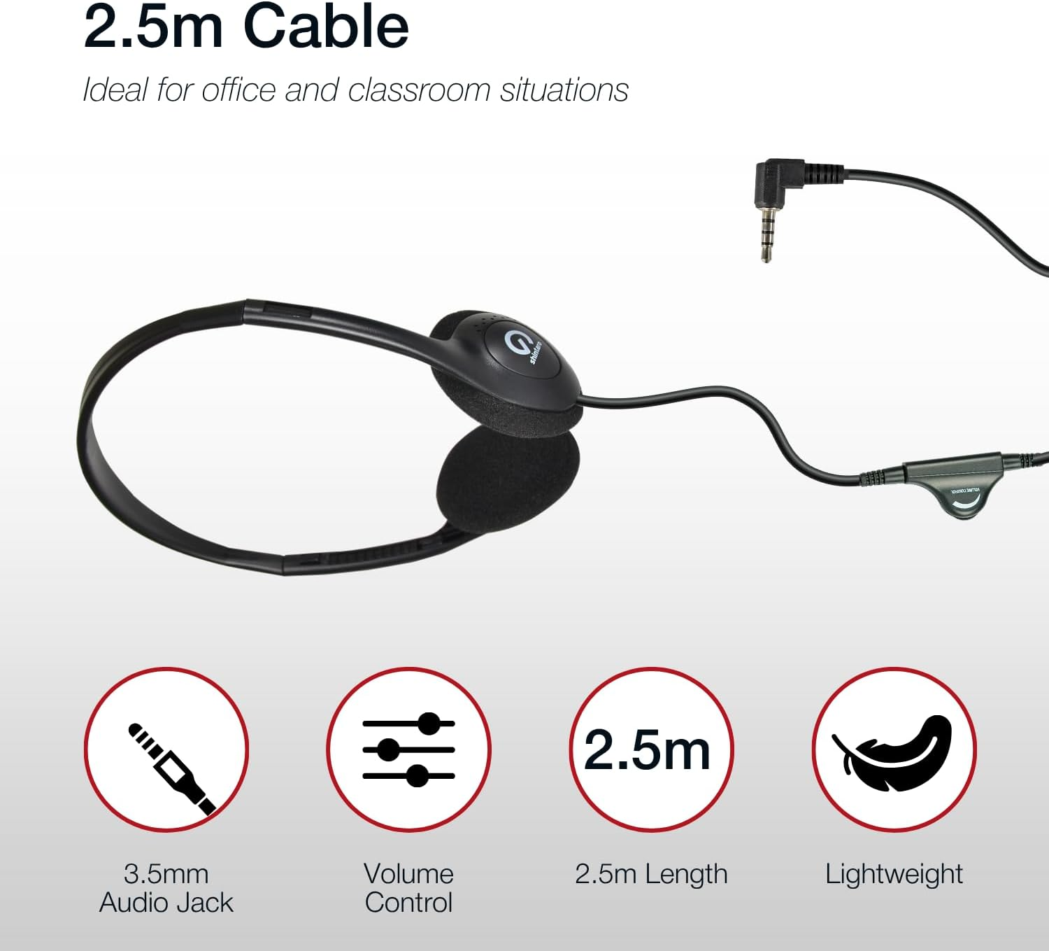 Shintaro Headphones with Volume Control, 3.5Mm Audio Jack - Lightweight, Adjustable Headband (SH-101) image number 4