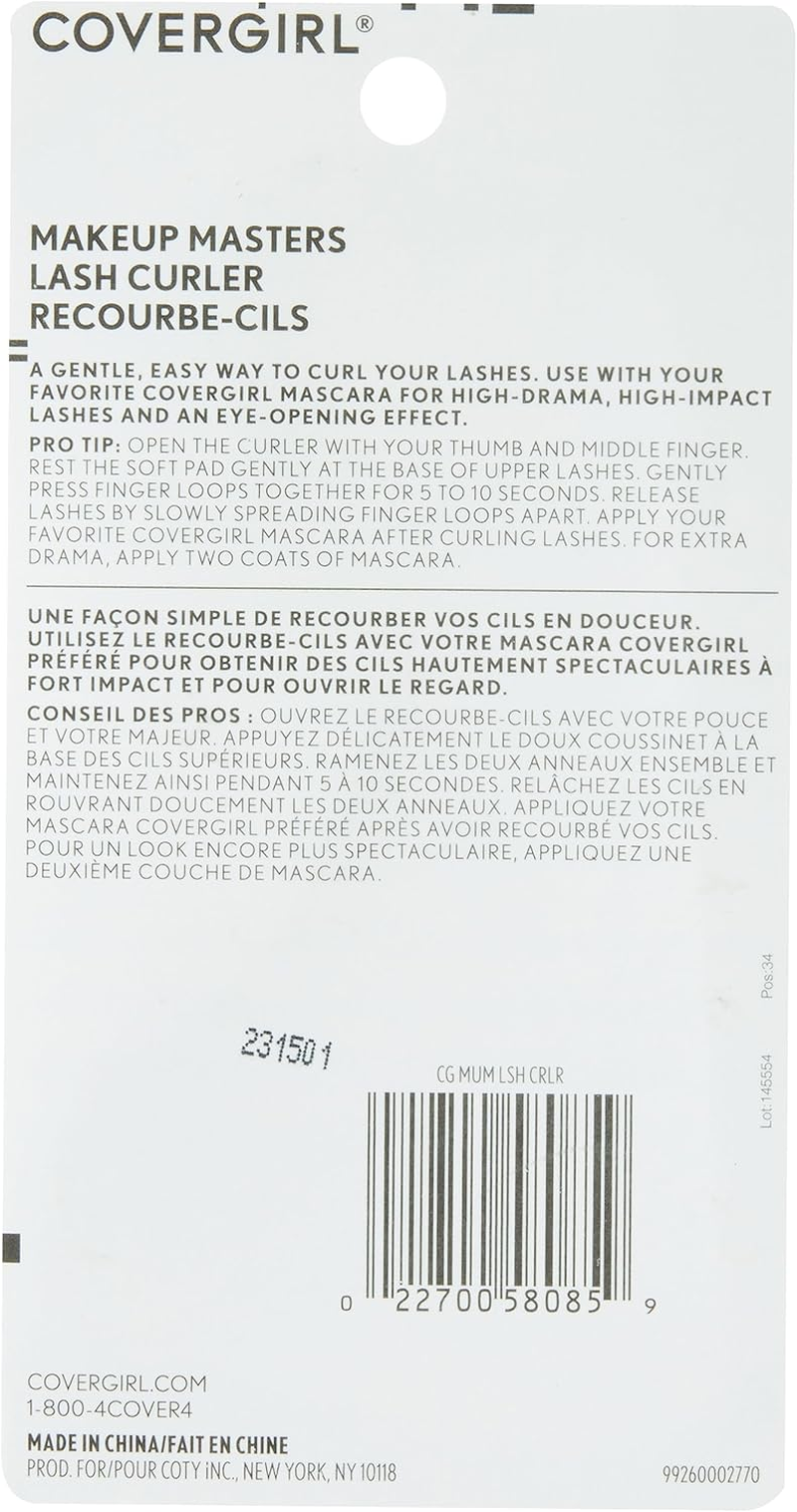 COVERGIRL Makeup Masters Eyelash Curler, Easy to Use, High Drama Lashes, 1 Count, Gentle and Easy Way to Curl Lashes, High Impact Lashes, Eye-Opening Effects