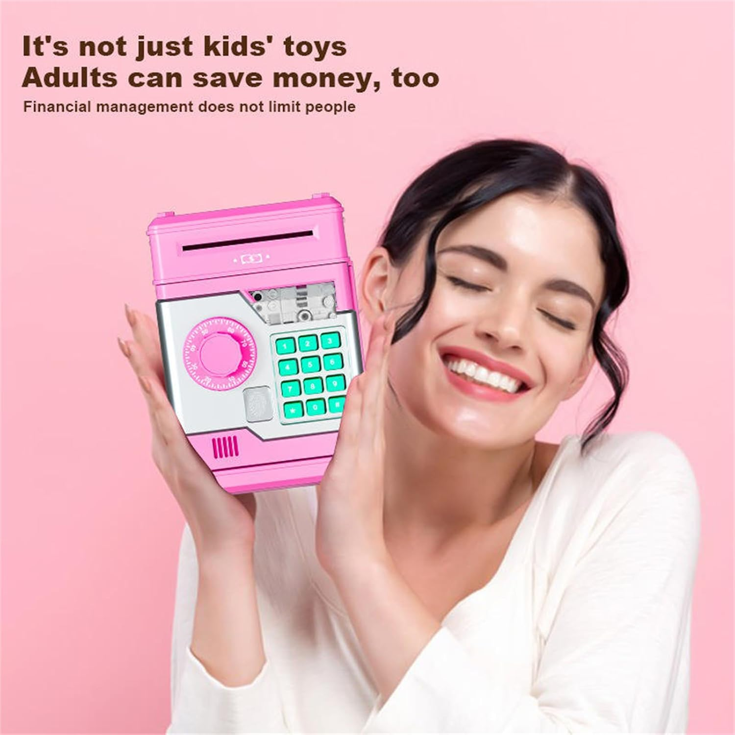 Electronic Piggy Bank for Kids, ATM Money Bank with Password Lock & Auto Cash Roll, Educational Mini ATM Saving Box, for Boys Girls Ages 5-12 Gifts (Blue) - Black image number 7