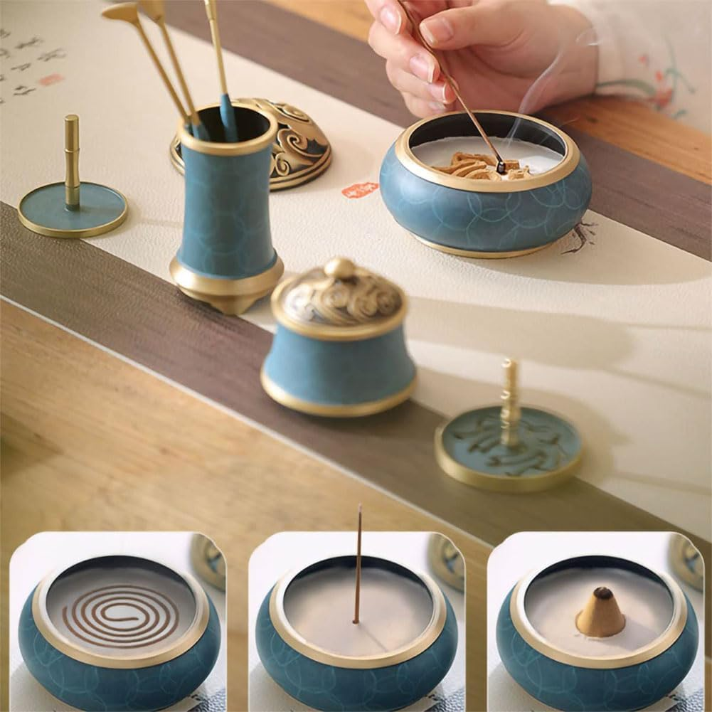 Brass Incense Making Kit Incense Mold Tool, 9 Pcs/Set Pure Copper Incense Burner Kit Tool, DIY Backflow Tower Incense Cone Molds for Yoga Meditation Home Fragrance Accessory image number 3