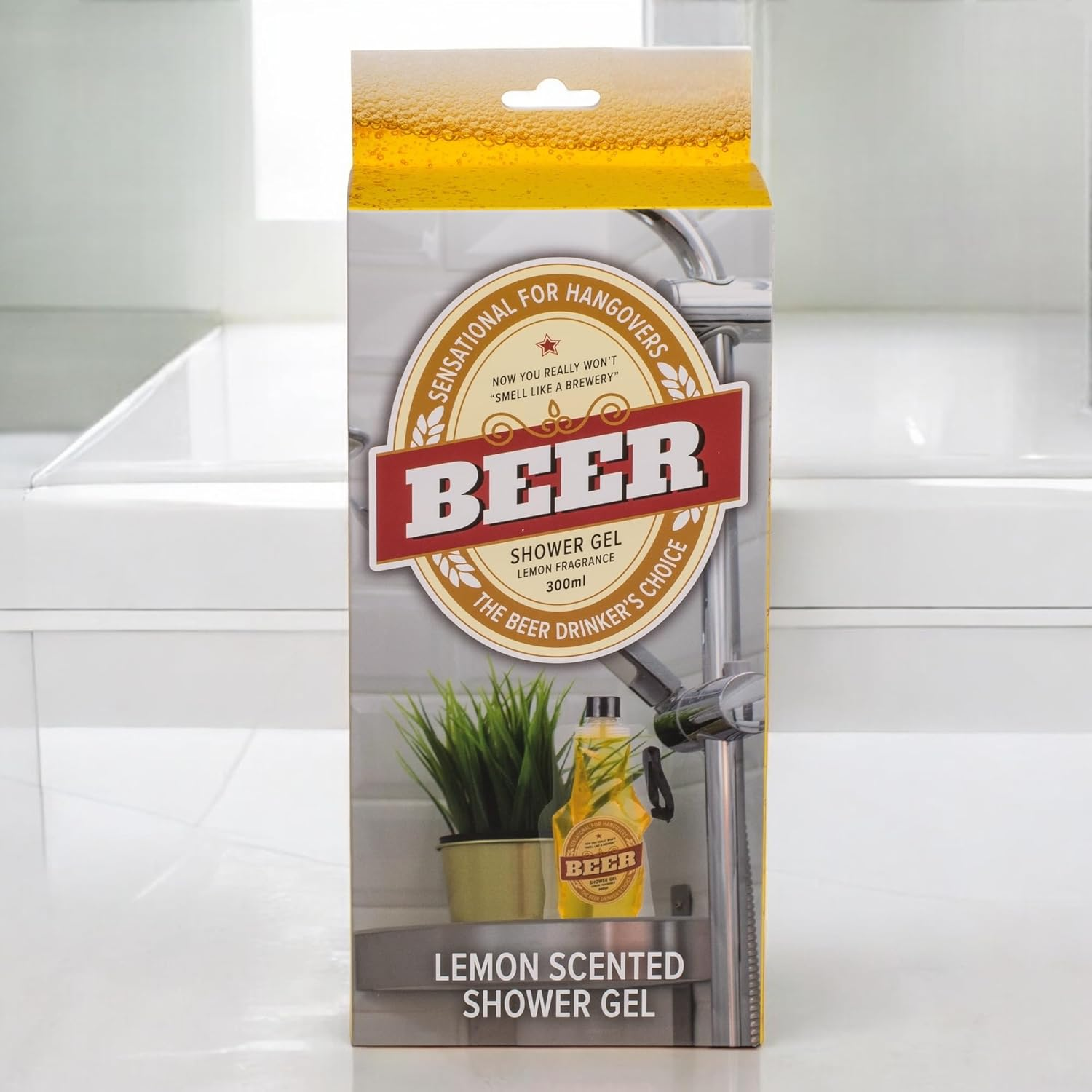 MIJOMA Beer Shower Gel Refreshing Lemon Fragrance 300Ml PET Bag with Ribbon Perfect for Hangovers Great Gift