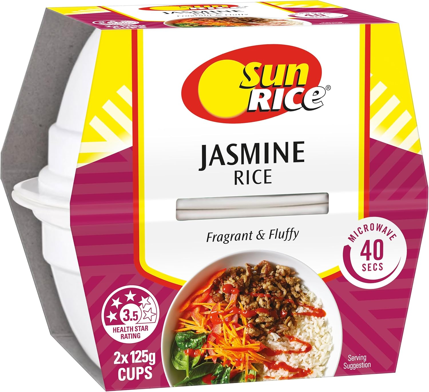 Sunrice Microwave Jasmine Rice Cups 6X 2X125G image number 6