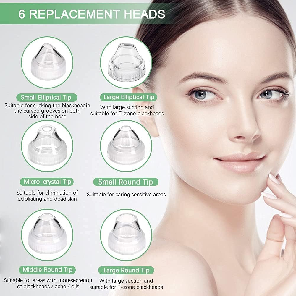 Blackhead Remover Pore Vacuum, Upgraded Wifi Visible Facial Pore Cleanser with HD Camera Pimple Acne Comedone Extractor Kit with 6 Suction Heads USB Rechargeable Electric Black Head Suction Tool image number 2